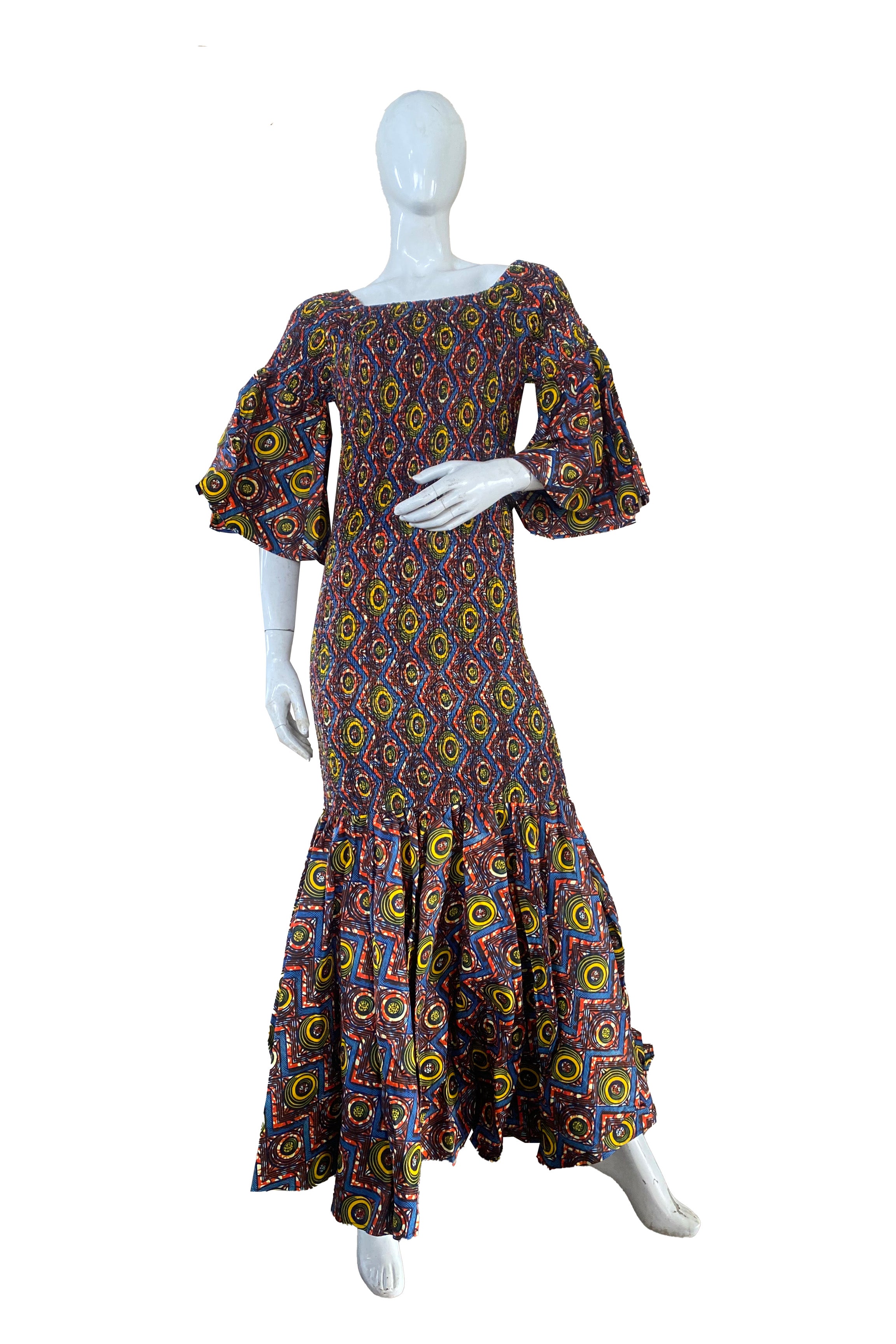 African Ankara Women Casual Long Smocked Mermaid/Fish Tail Dress