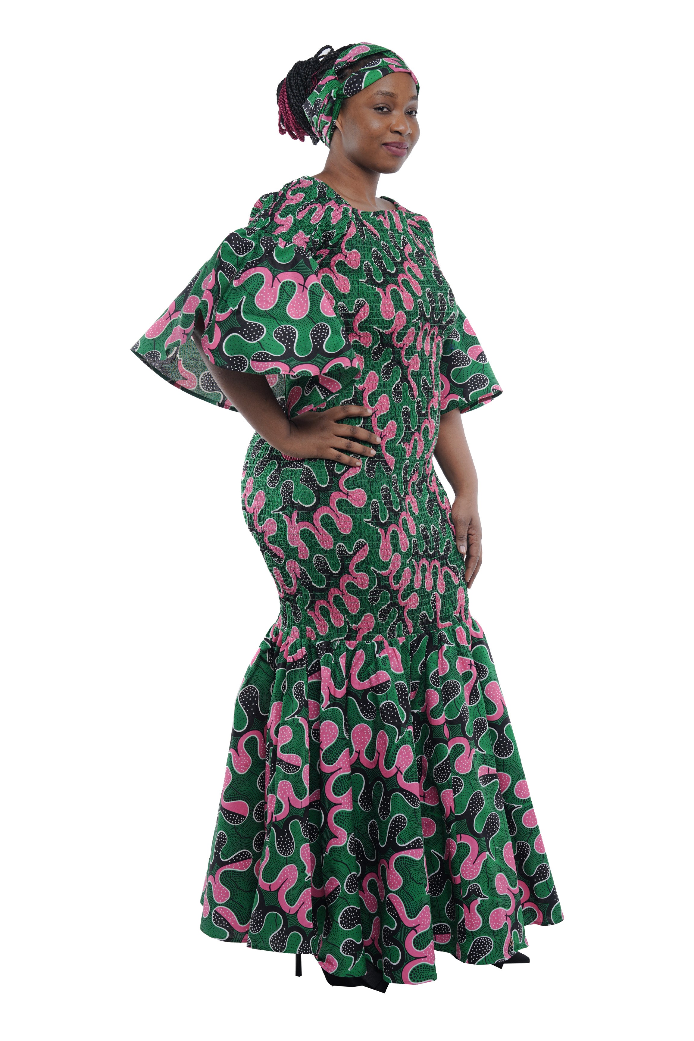 African Long Smoked Mermaid/Fish Tail Dress