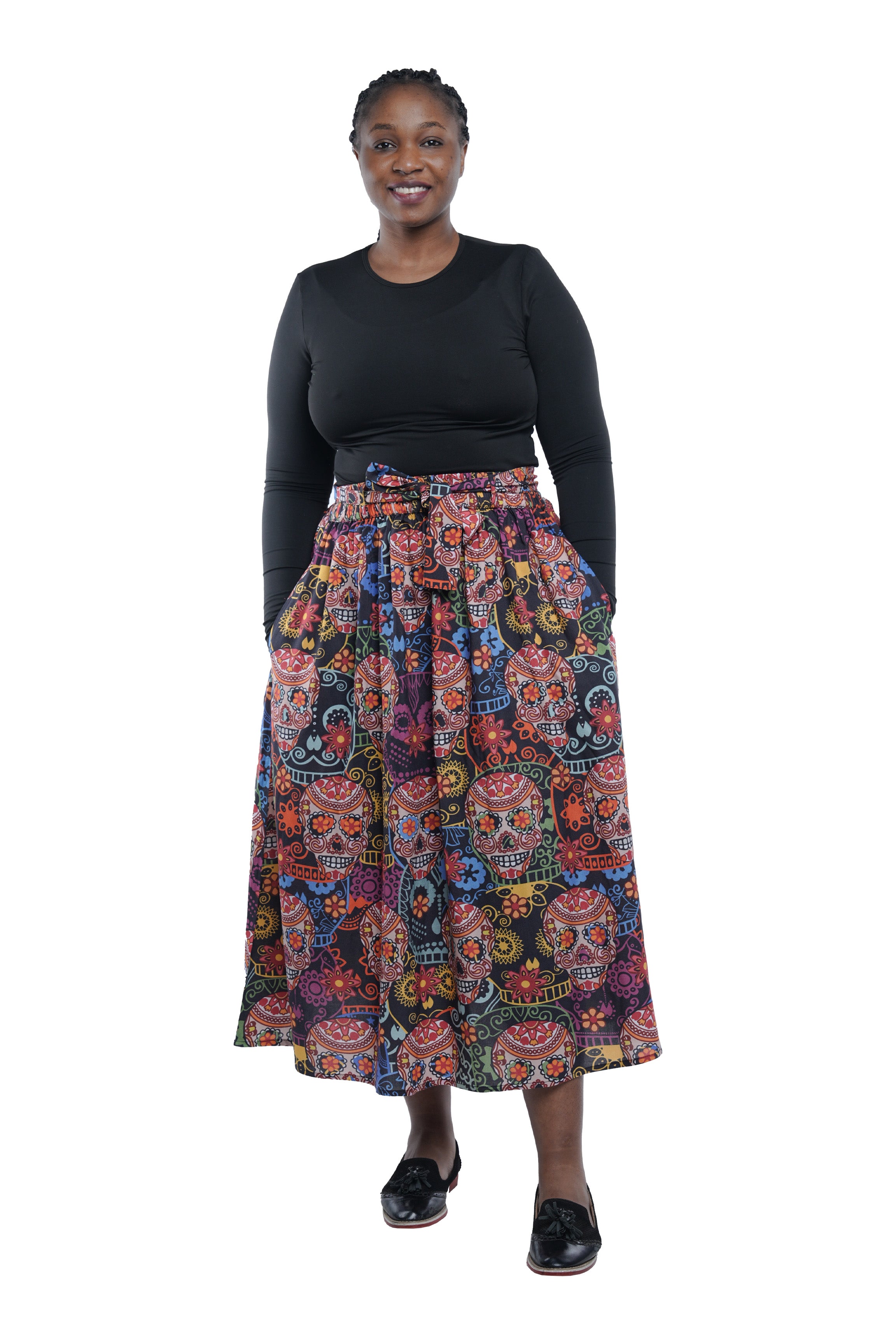 Ladies Skull Print African Midi/Calf length Skirt