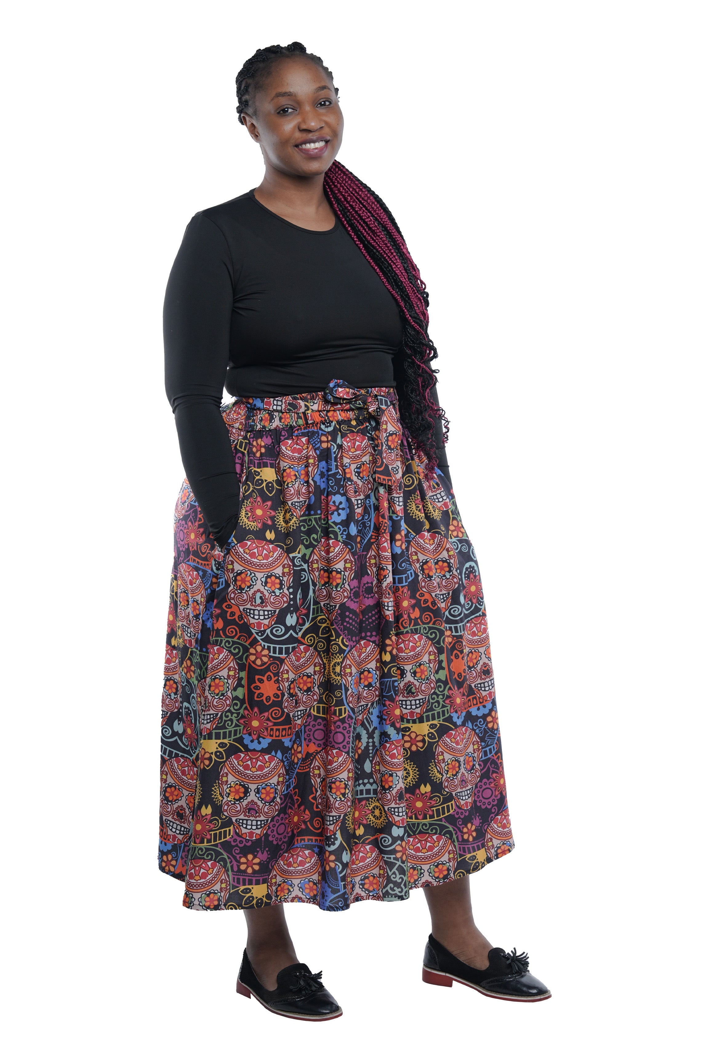 Ladies Skull Print African Midi/Calf length Skirt