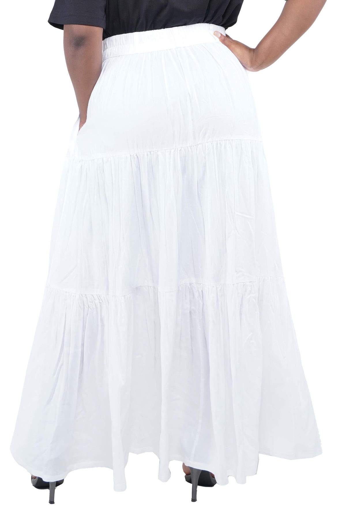 White Long Maxi Tiered Skirt