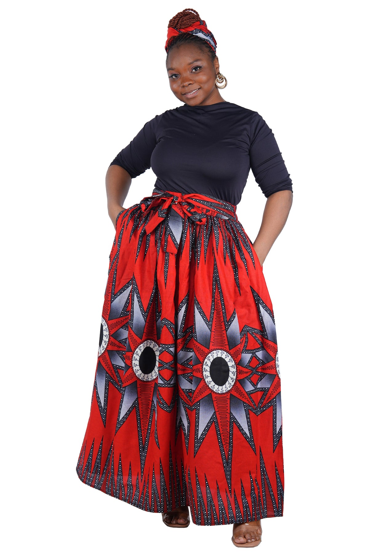 African Print Maxi Skirt for Women | Matching Headwrap | One Size