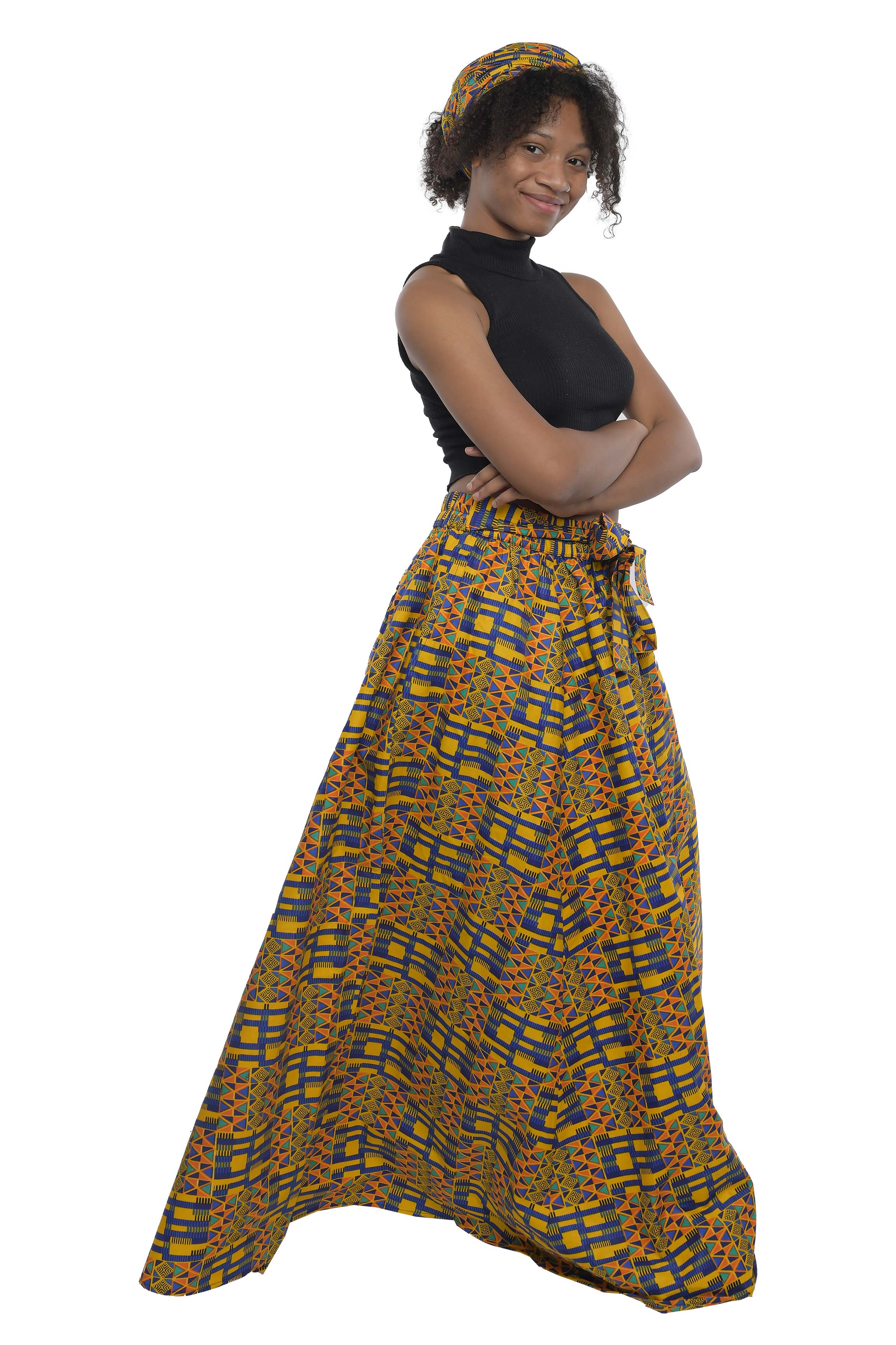 Kente Long Maxi Skirt With Handbag