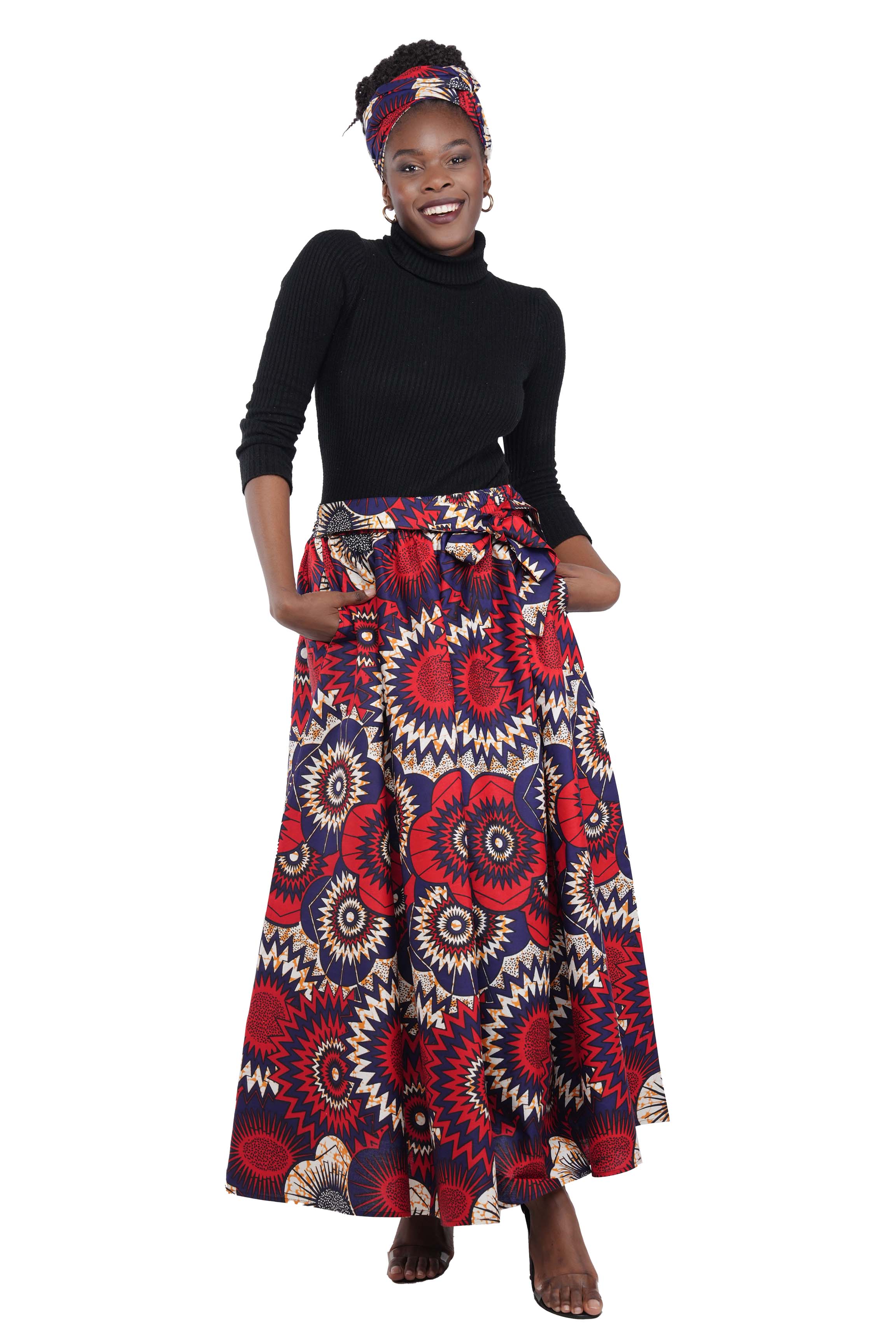 African Long Maxi Skirt With Handbag