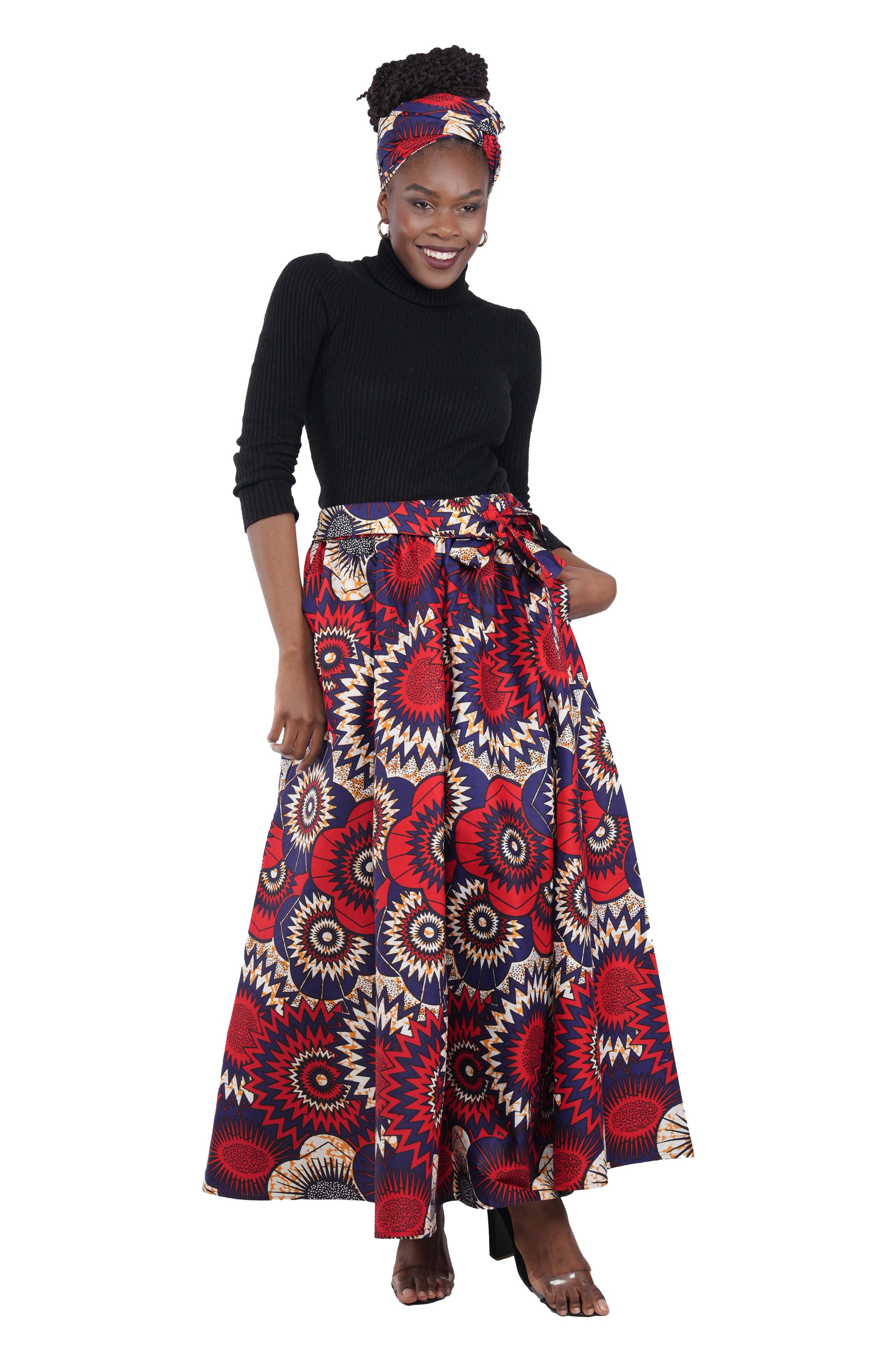 African Long Maxi Skirt With Handbag