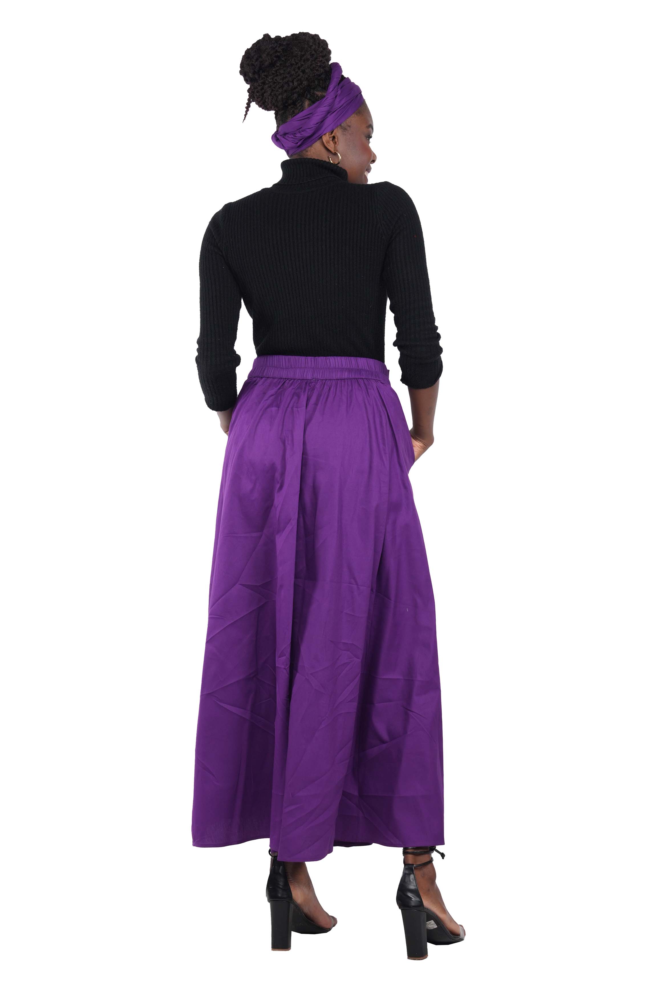 African Long Maxi Skirt 100% Cotton w/ Pockets & Headwrap One Size 41” Length