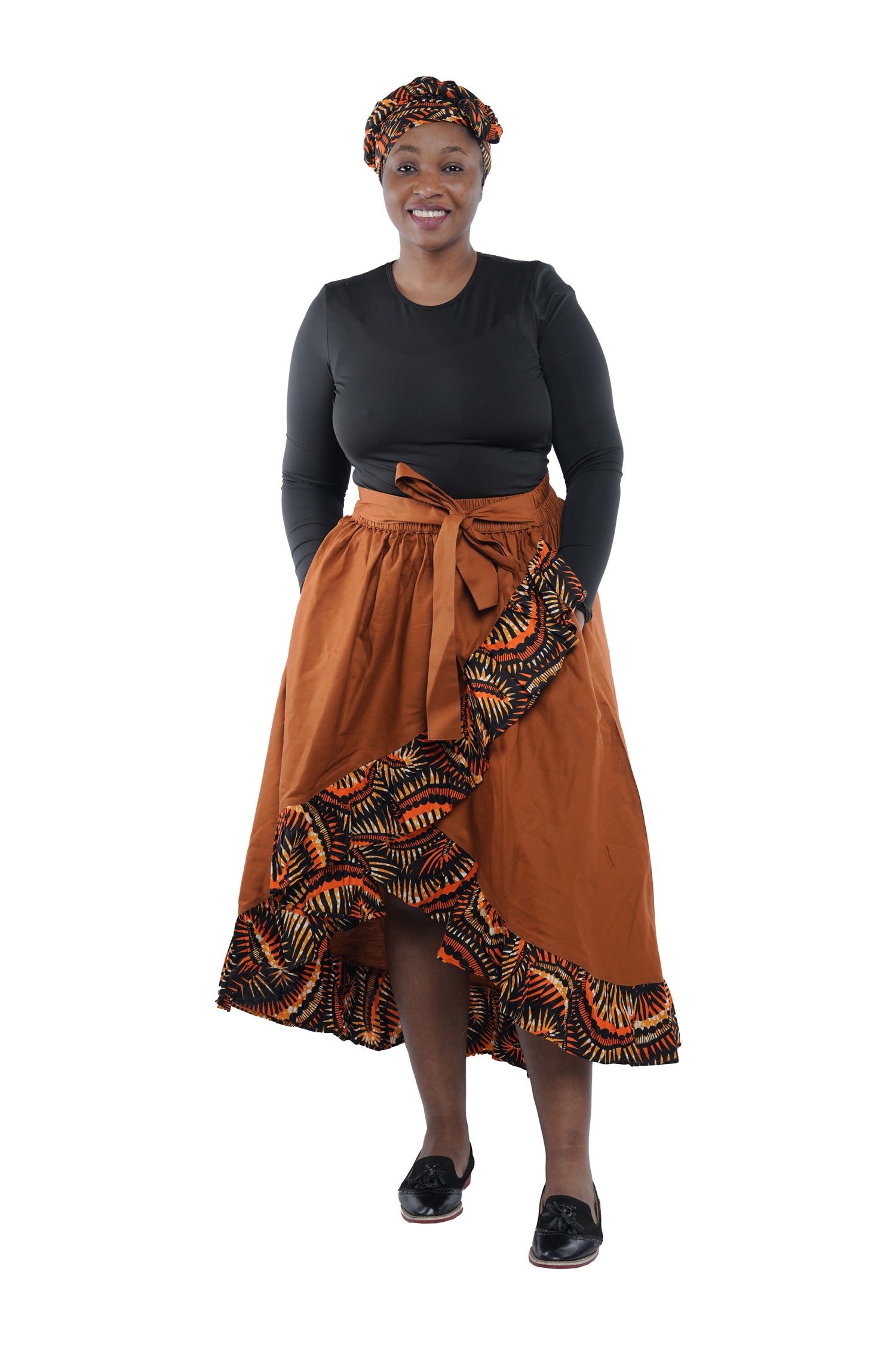African Trim High Low Ruffled Skirt