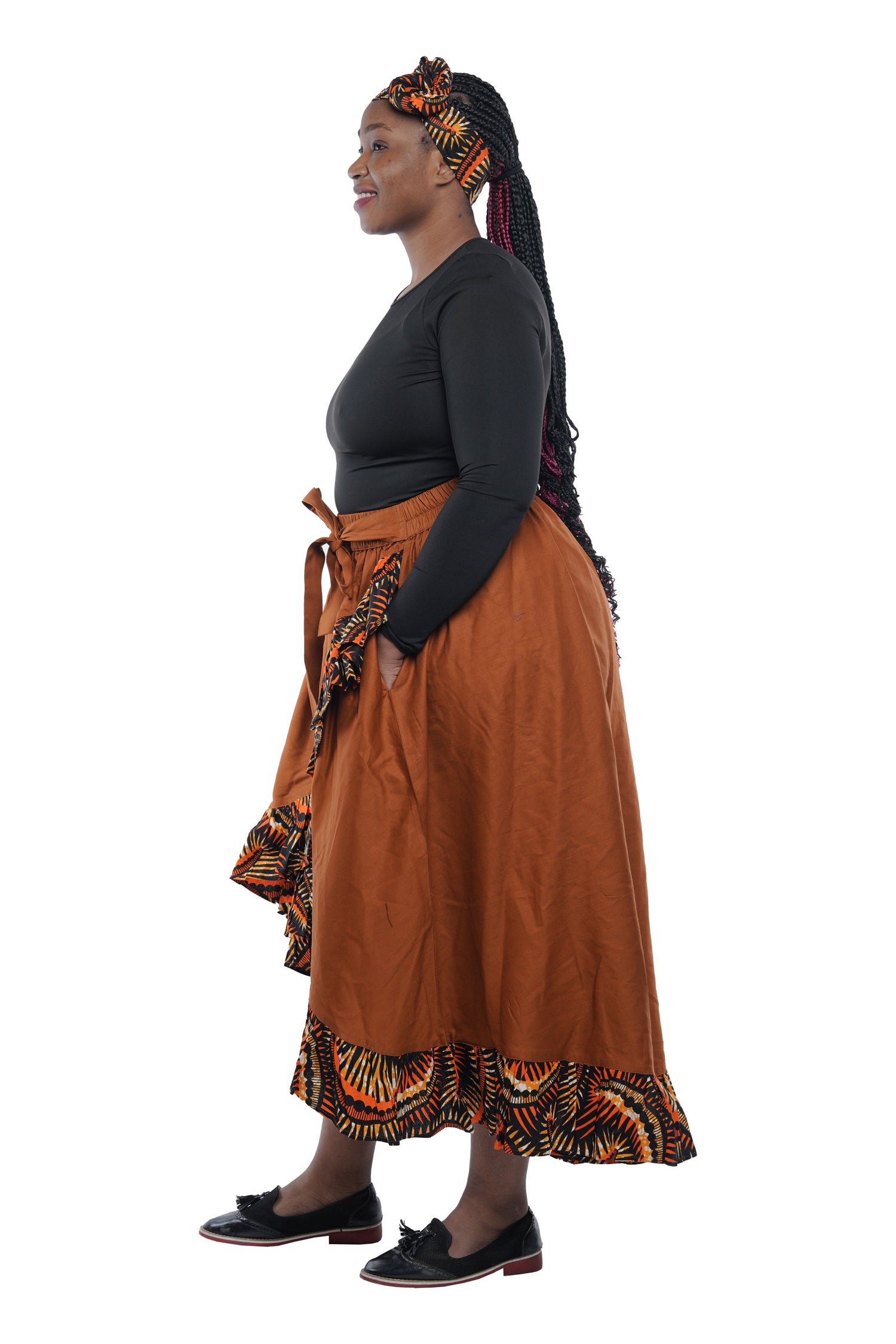 African Trim High Low Ruffled Skirt