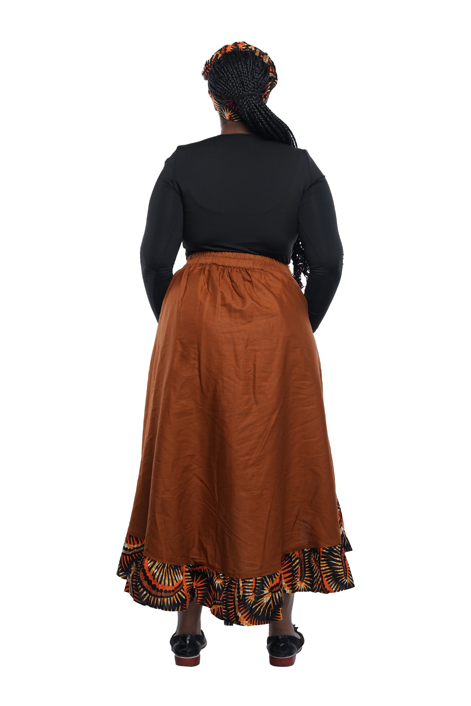 African Trim High Low Ruffled Skirt