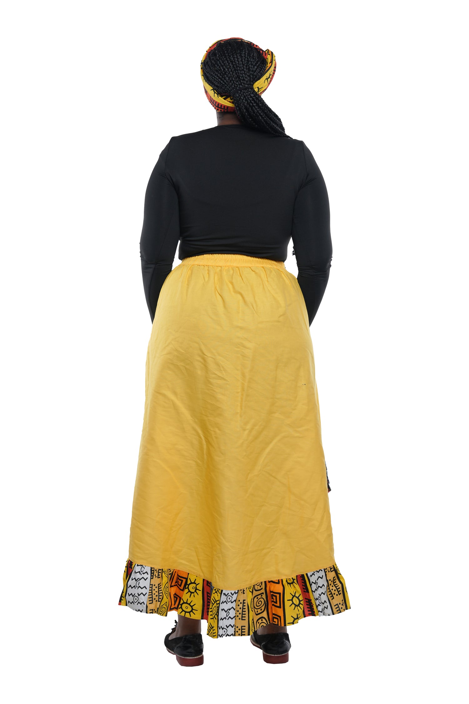 African Trim High Low Ruffled Skirt