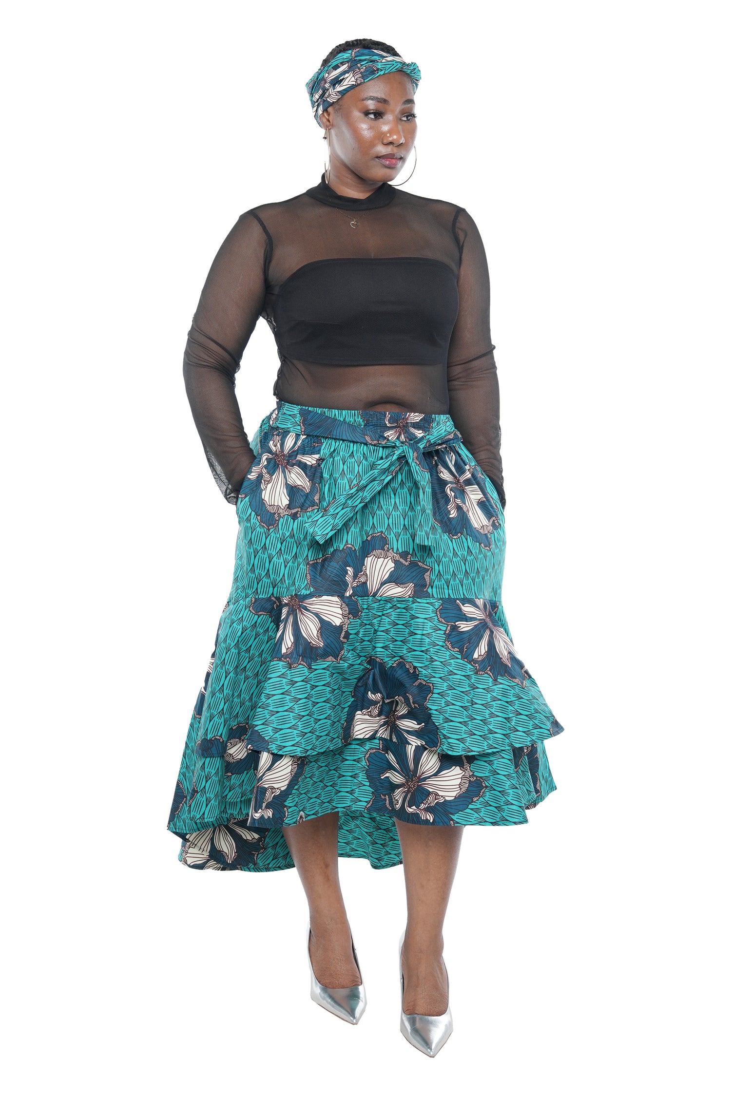 African High Low Two Tier Skirt | One Size