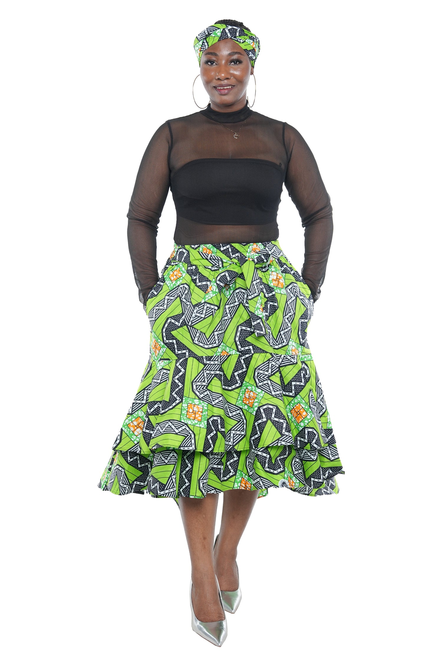 African High Low Two Tier Skirt | One Size