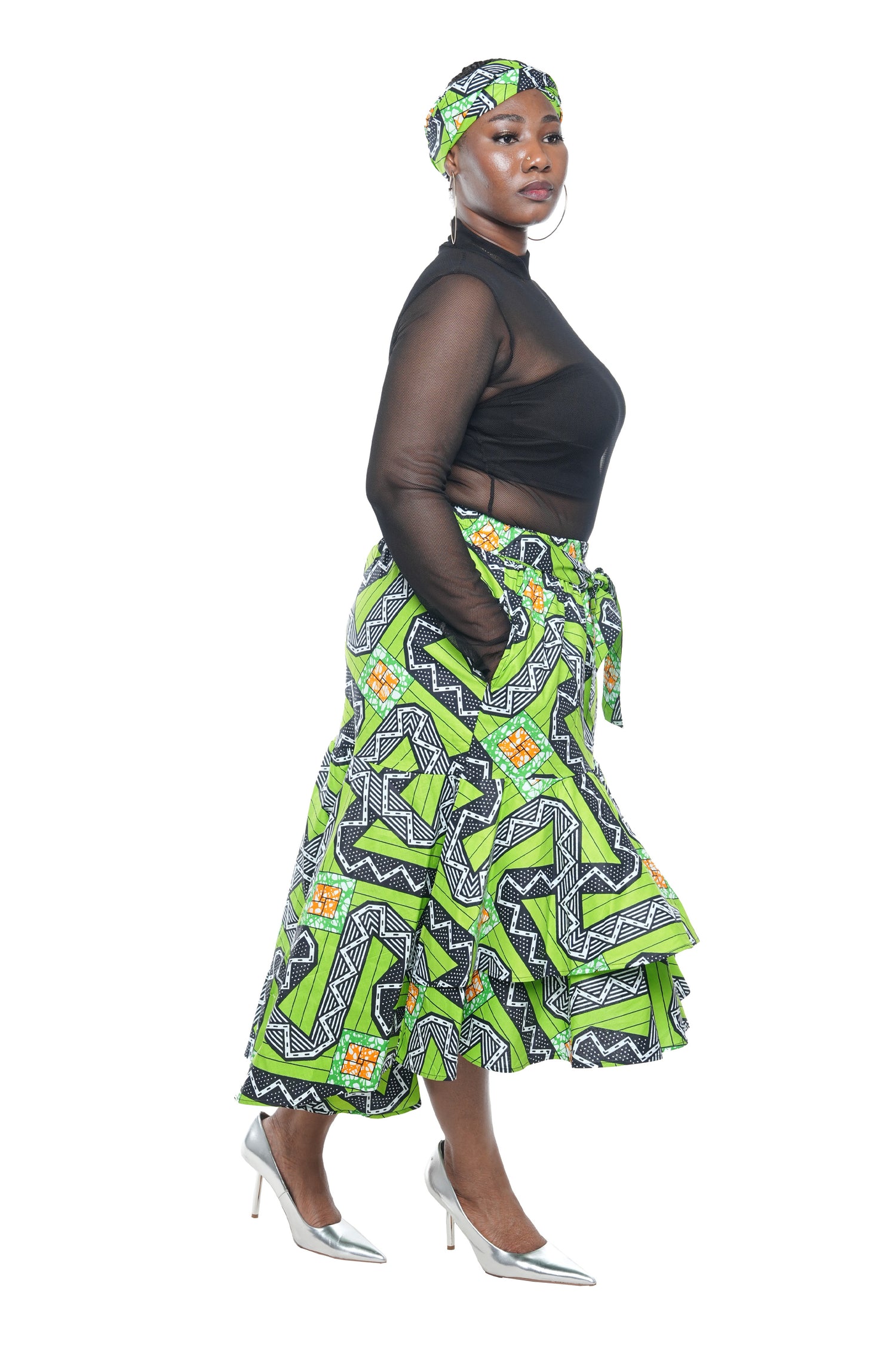 African High Low Two Tier Skirt | One Size