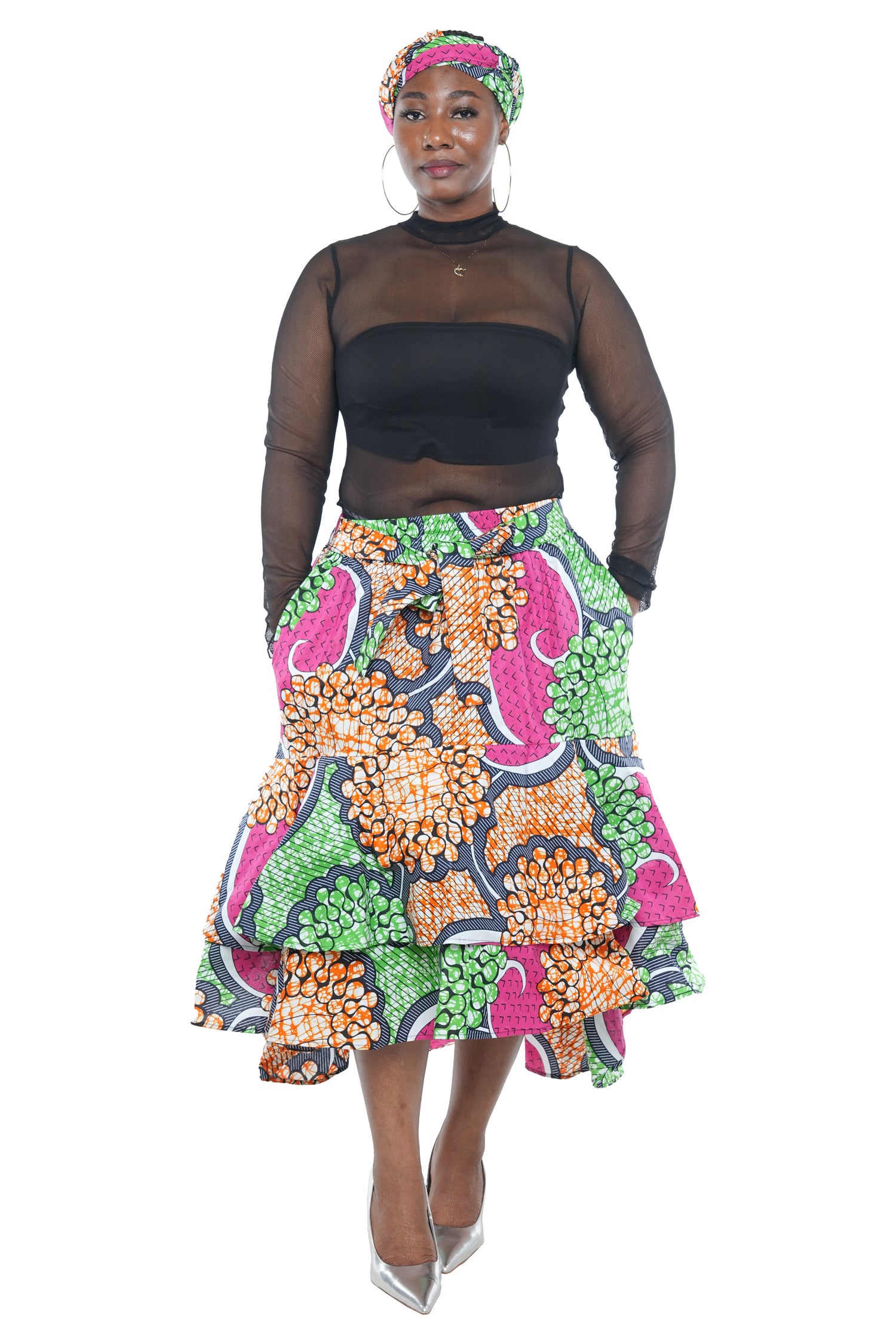 African High Low Two Tier Skirt | One Size