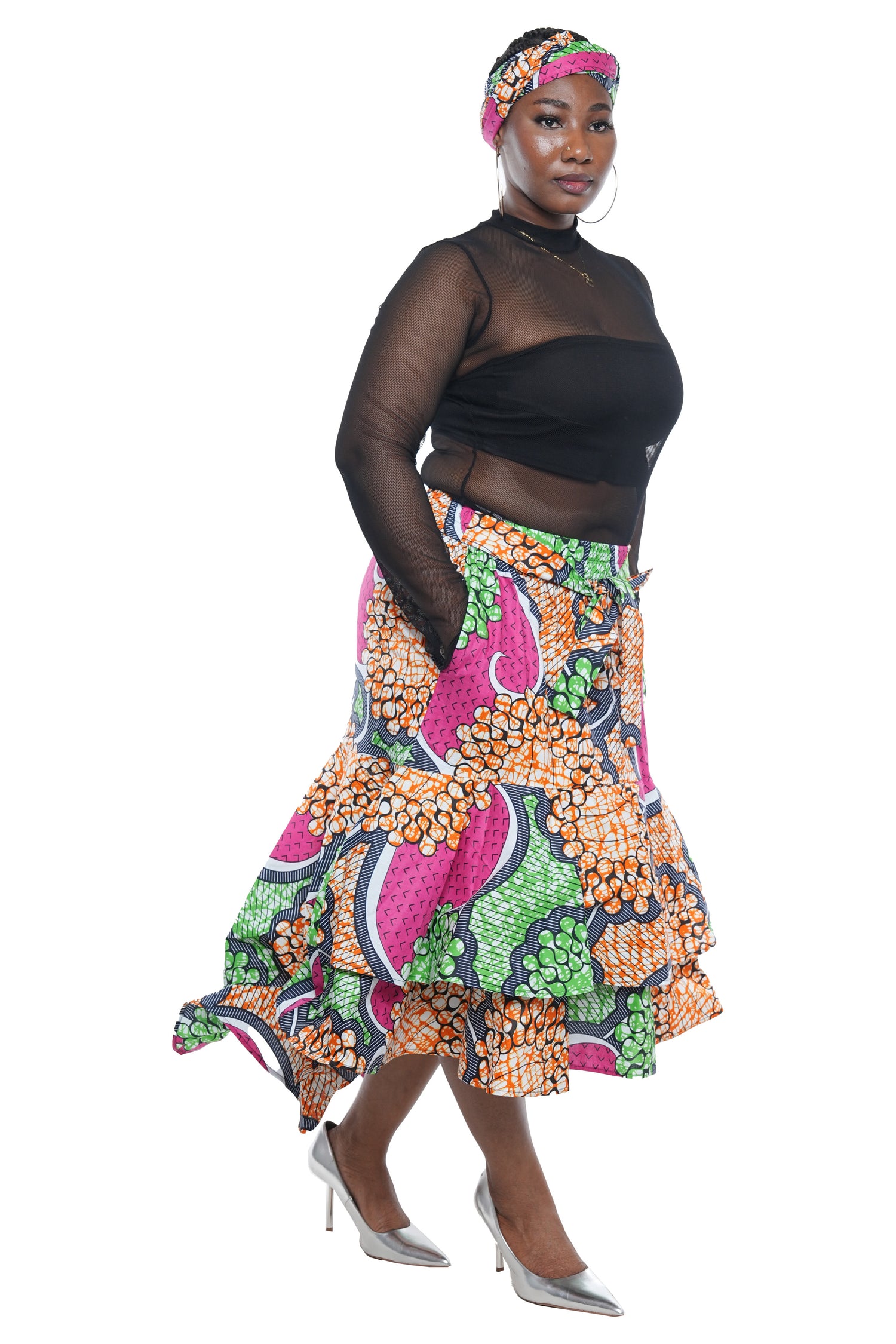 African High Low Two Tier Skirt | One Size