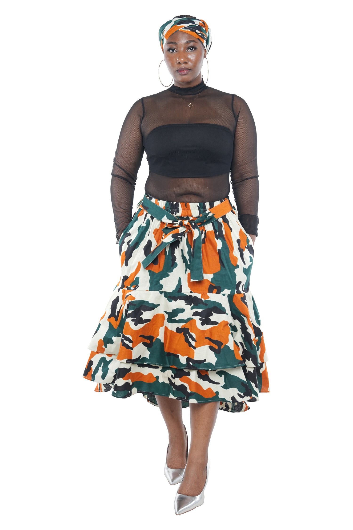 African High Low Two Tier Skirt | One Size