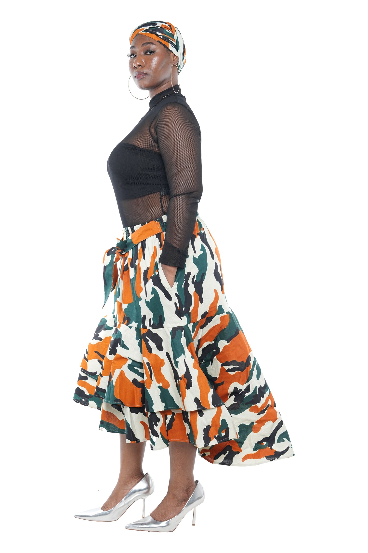 African High Low Two Tier Skirt | One Size