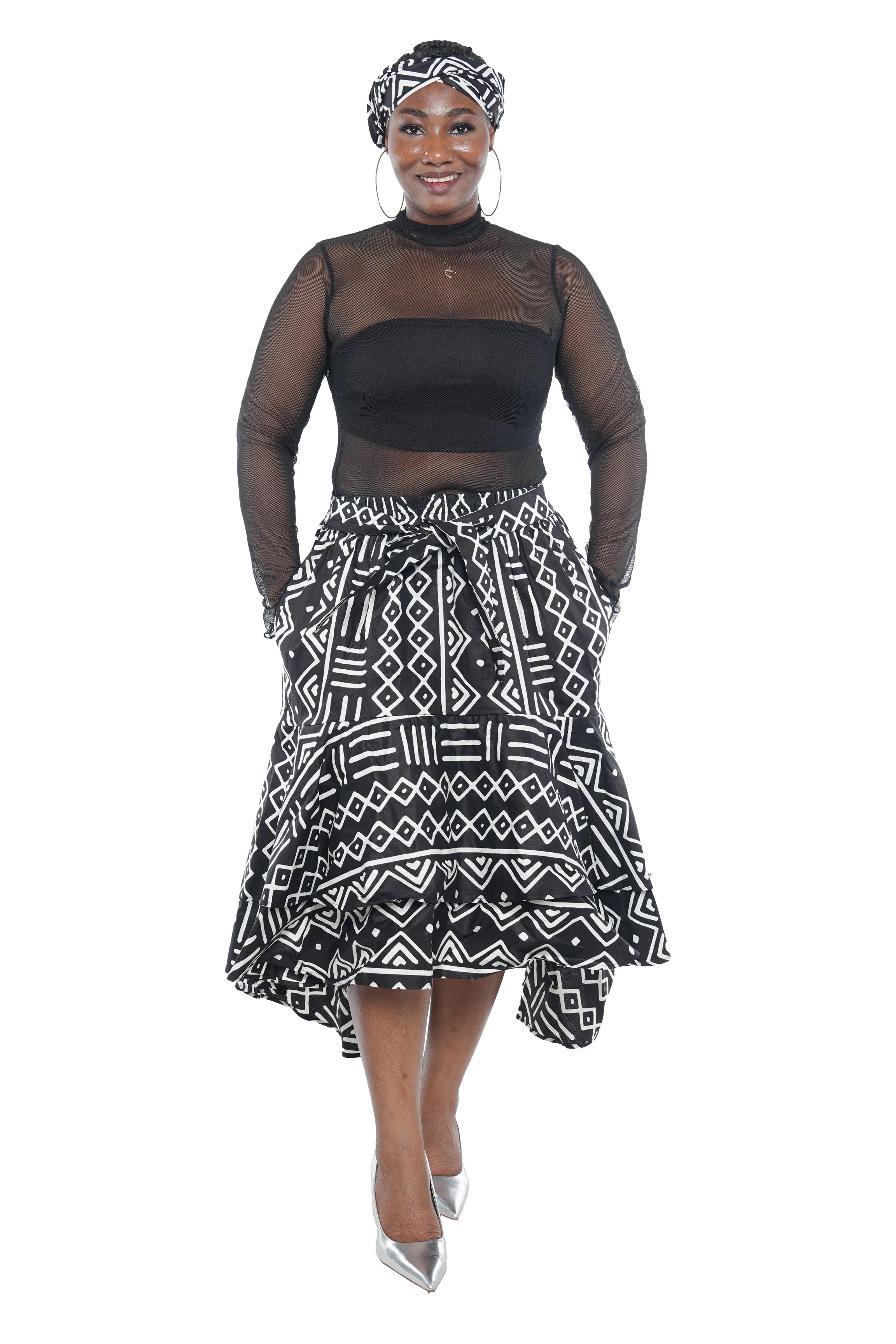African High Low Two Tier Skirt | One Size