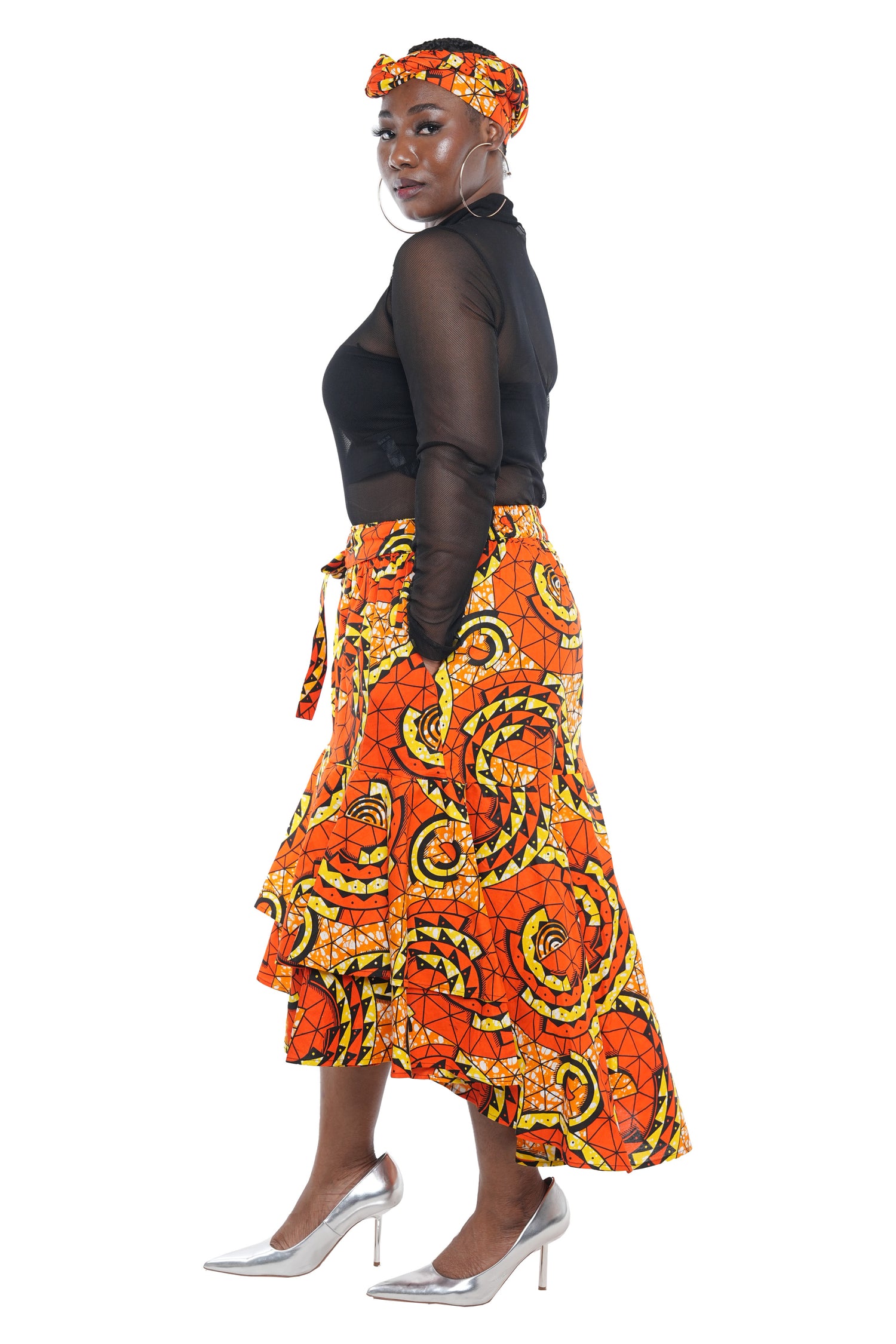 African High Low Two Tier Skirt | One Size