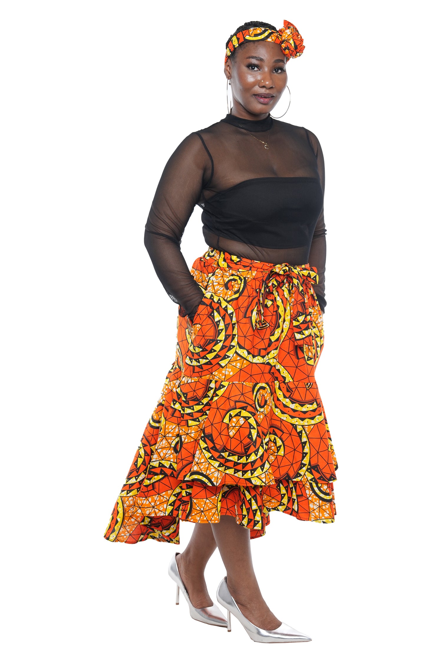 African High Low Two Tier Skirt | One Size