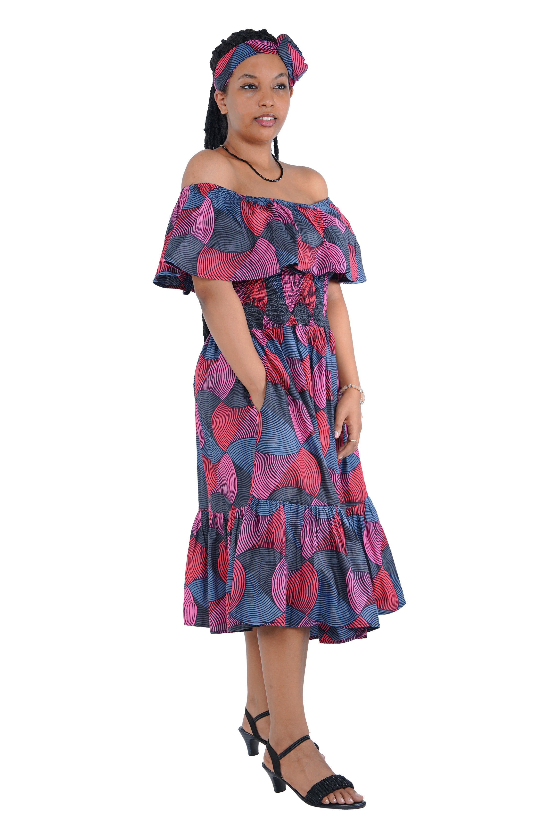 Kente Printed Fit and Flare Dress