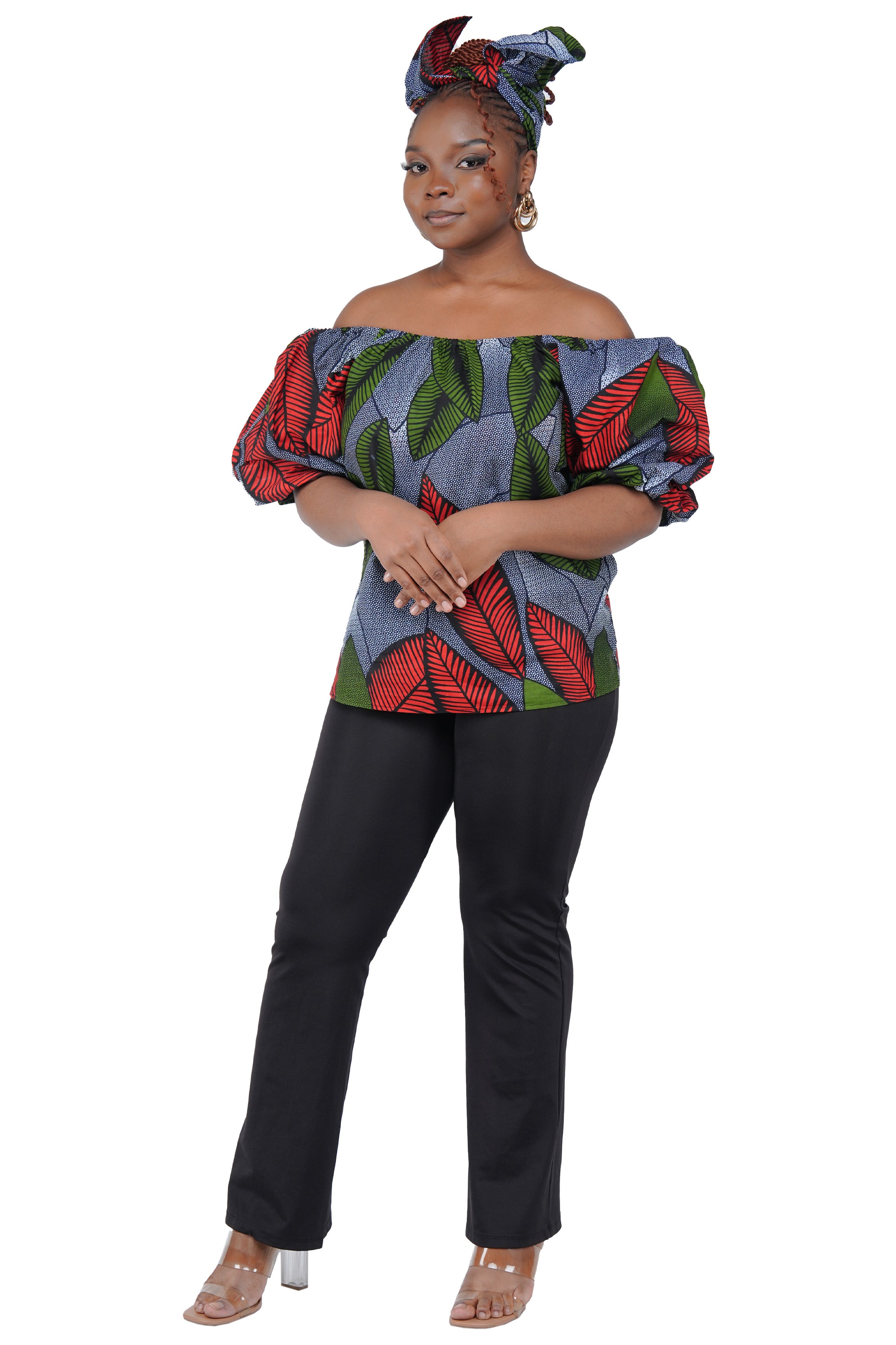 African Print Off-Shoulder Top – 100% Cotton | One Size & Plus Size