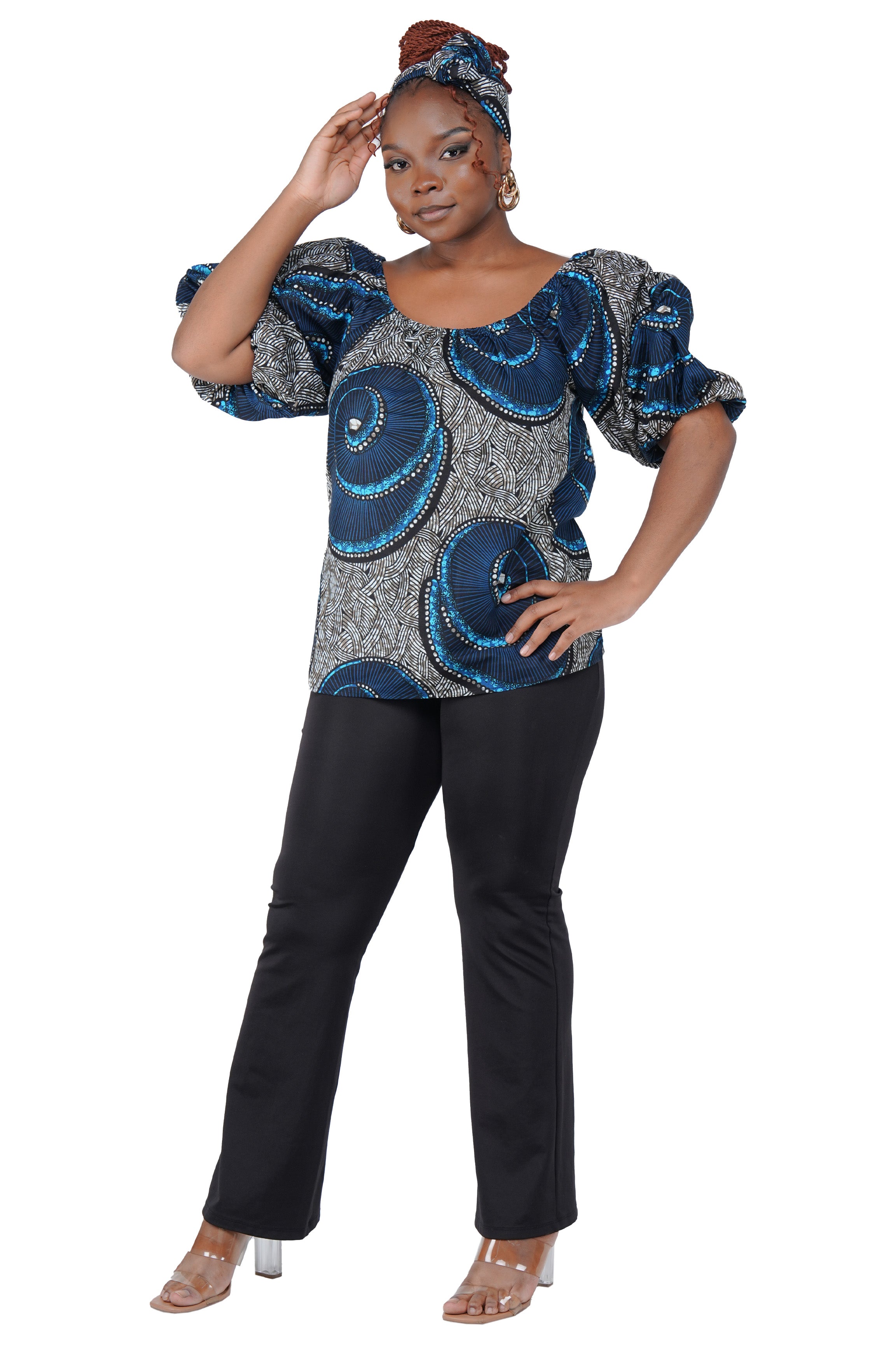 African Print Off-Shoulder Top – 100% Cotton | One Size & Plus Size