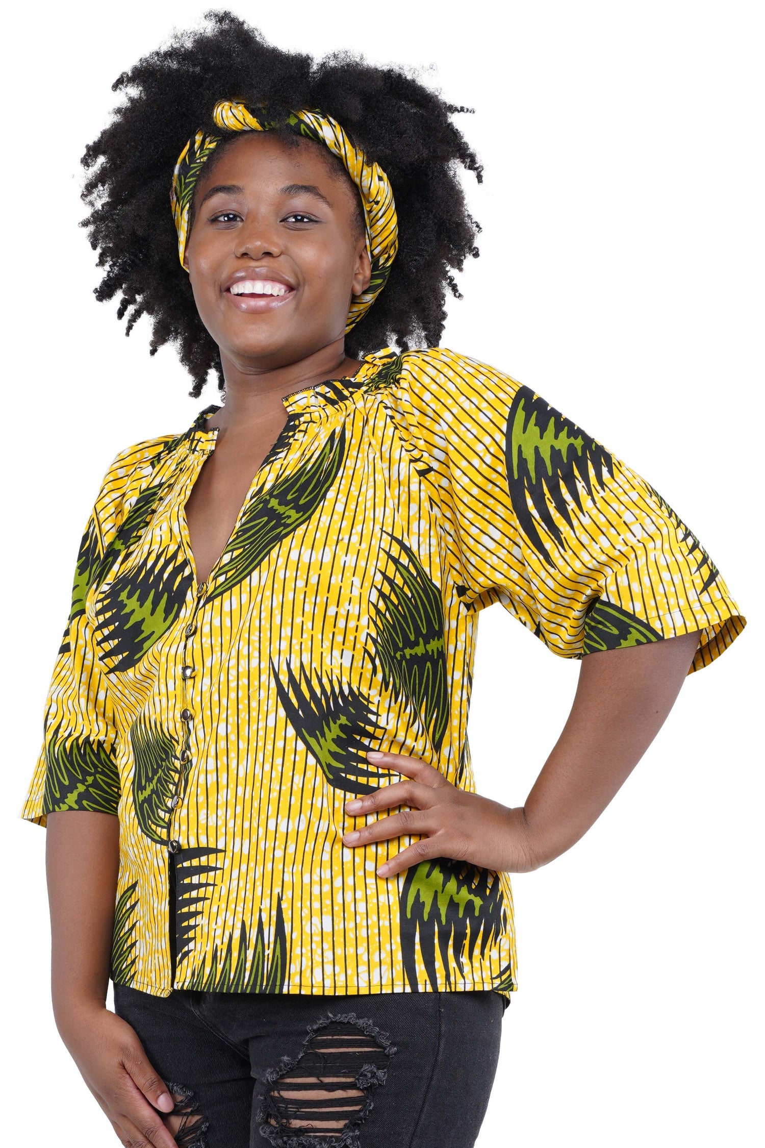Frill collar African shirt – cultural fashion design