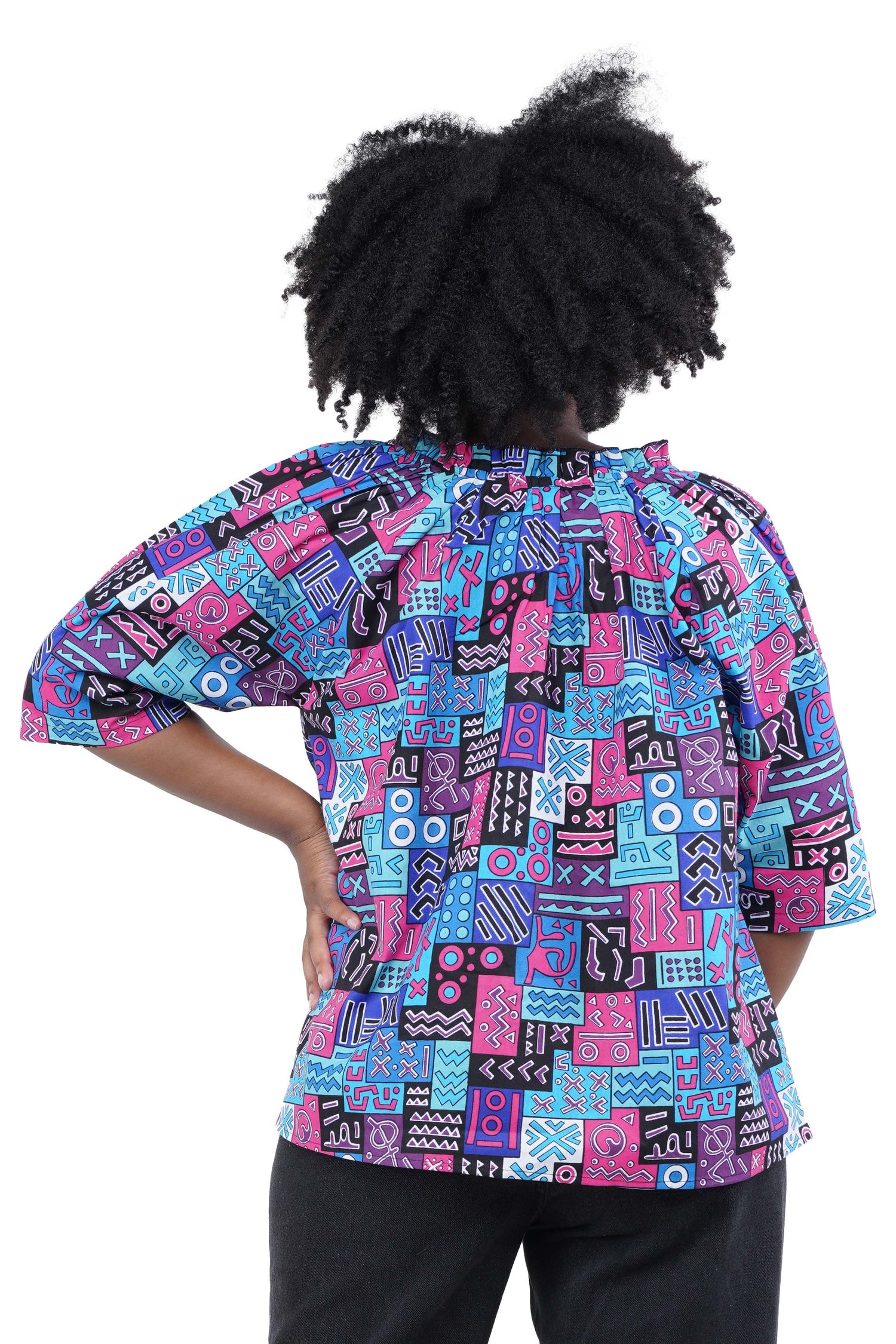 African Button Down Cotton Shirt | Frill Collar Afrocentric Top M–5XL