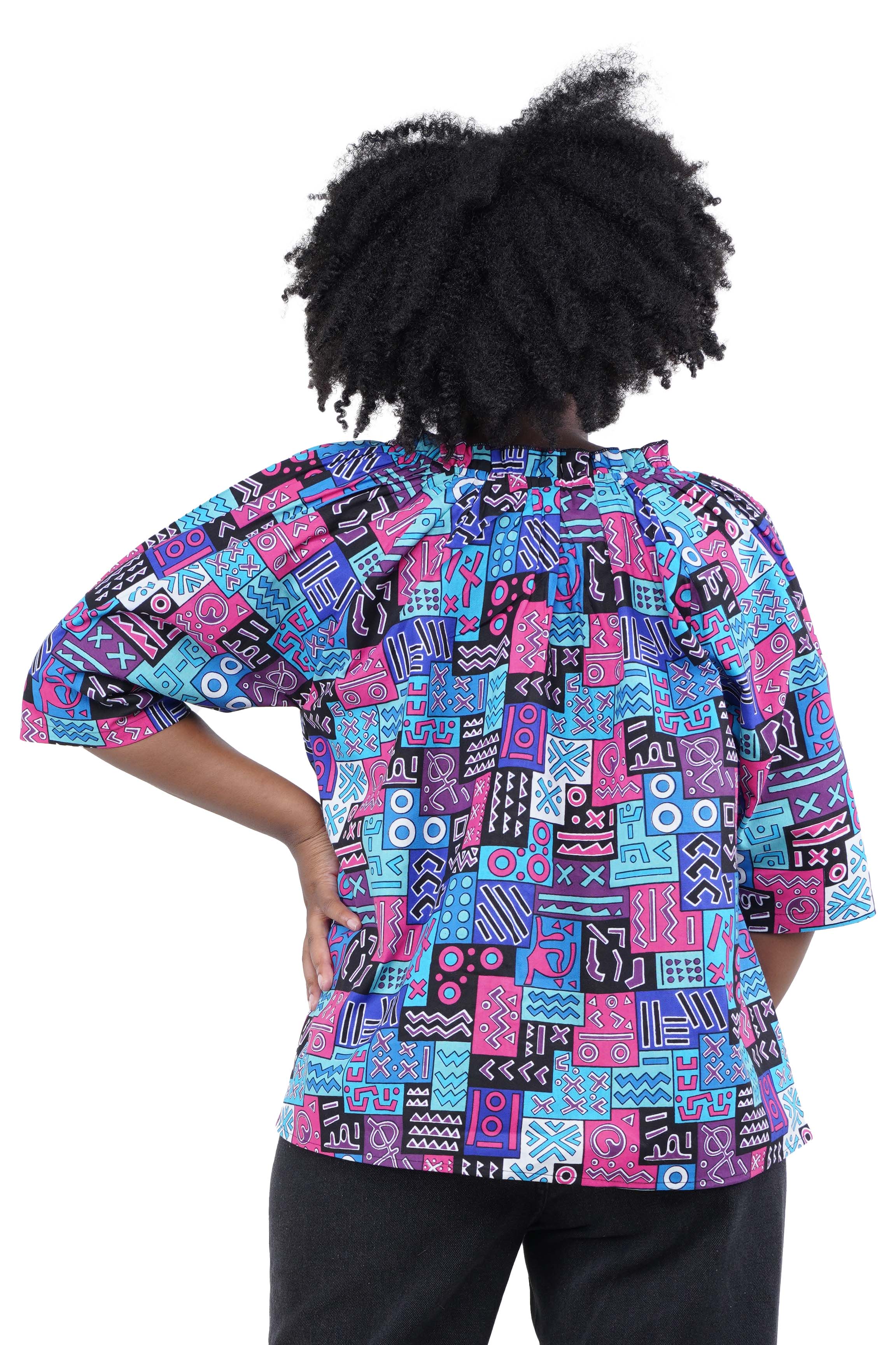 African Button Down Cotton Shirt | Frill Collar Afrocentric Top M–5XL