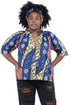 African button down shirt with frill collar front view
