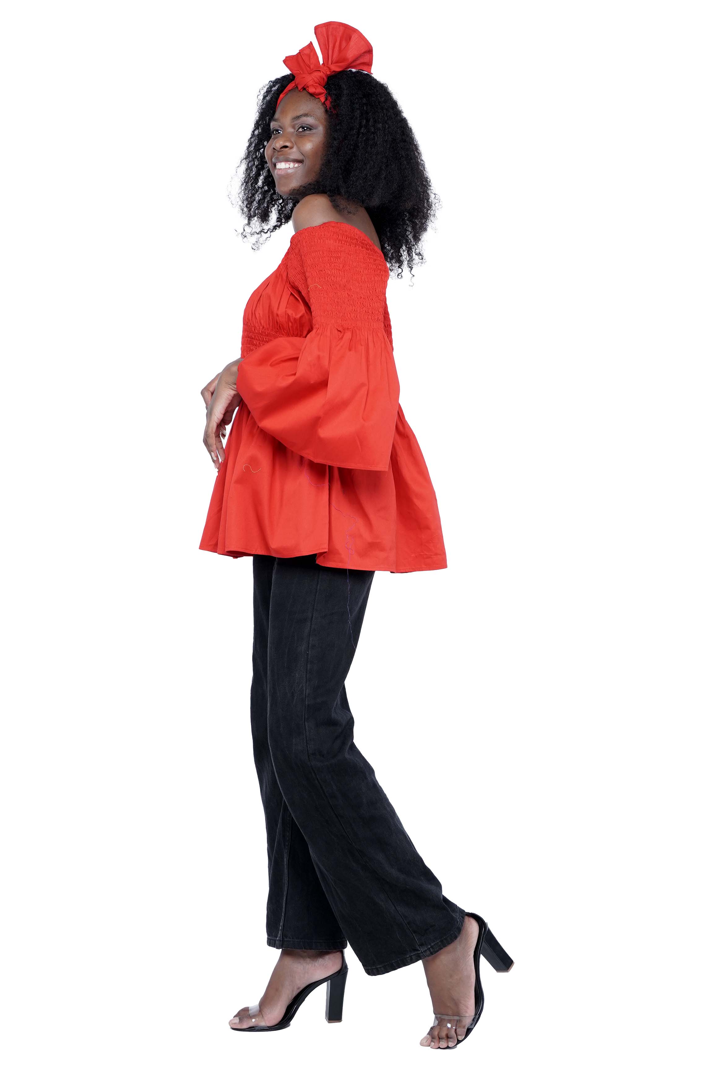 African Smocked Peplum Blouse