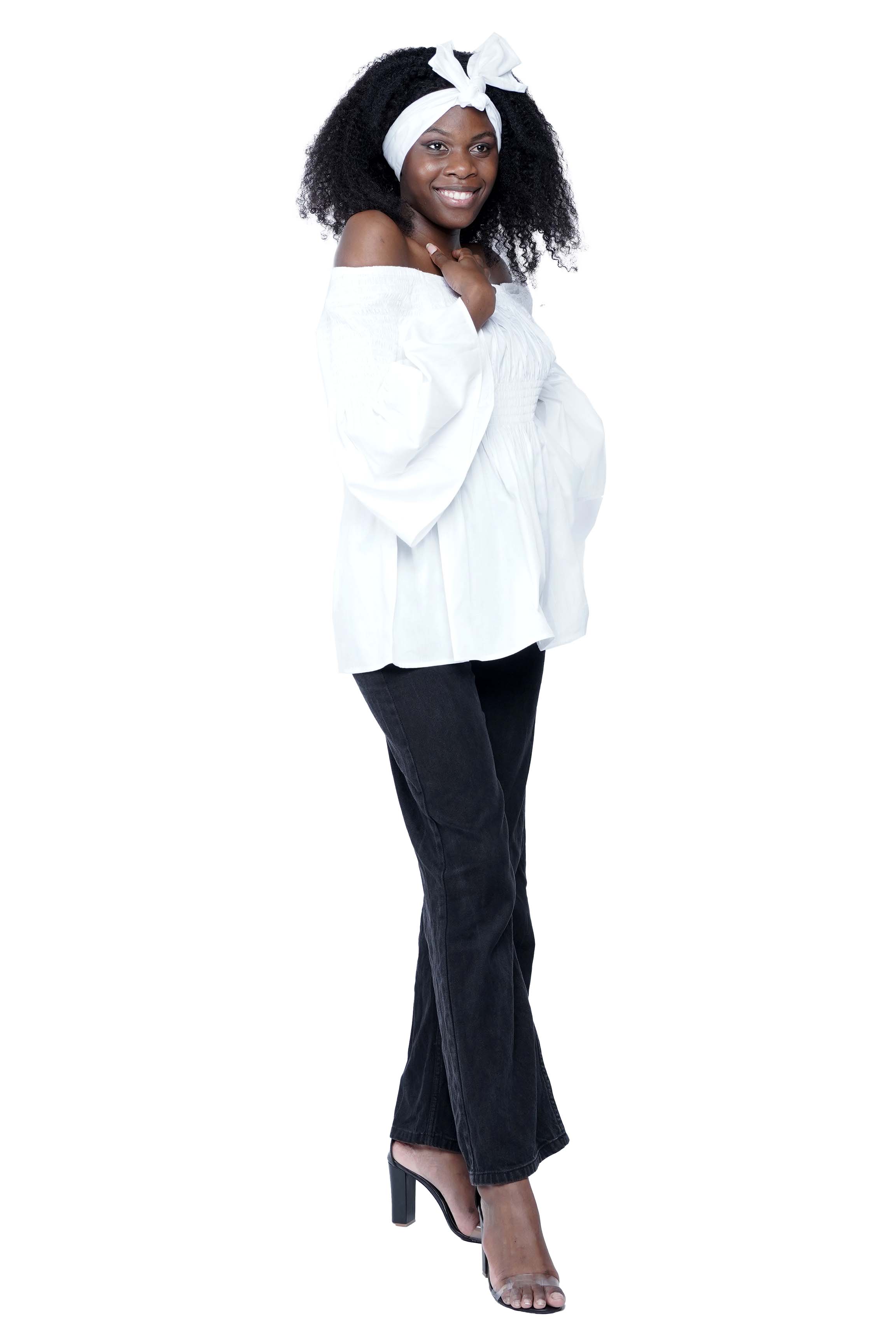 African Smocked Peplum Blouse | One Size
