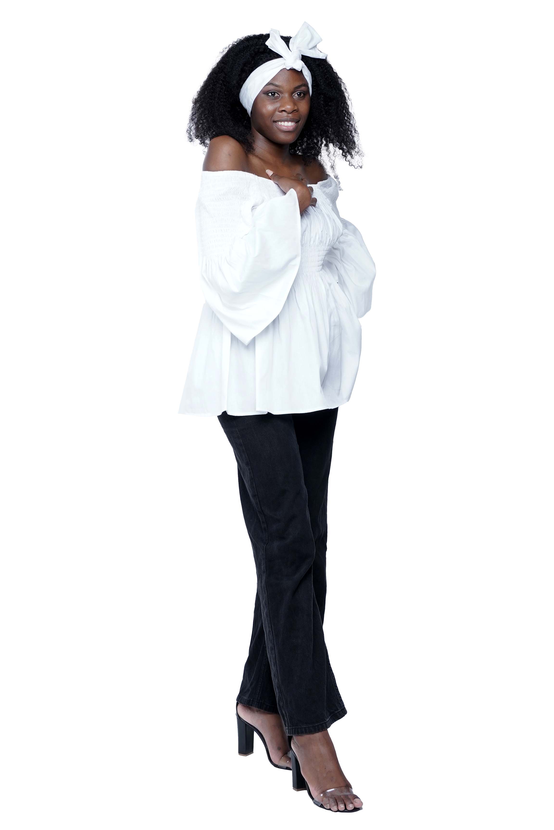 African Smocked Peplum Blouse | One Size