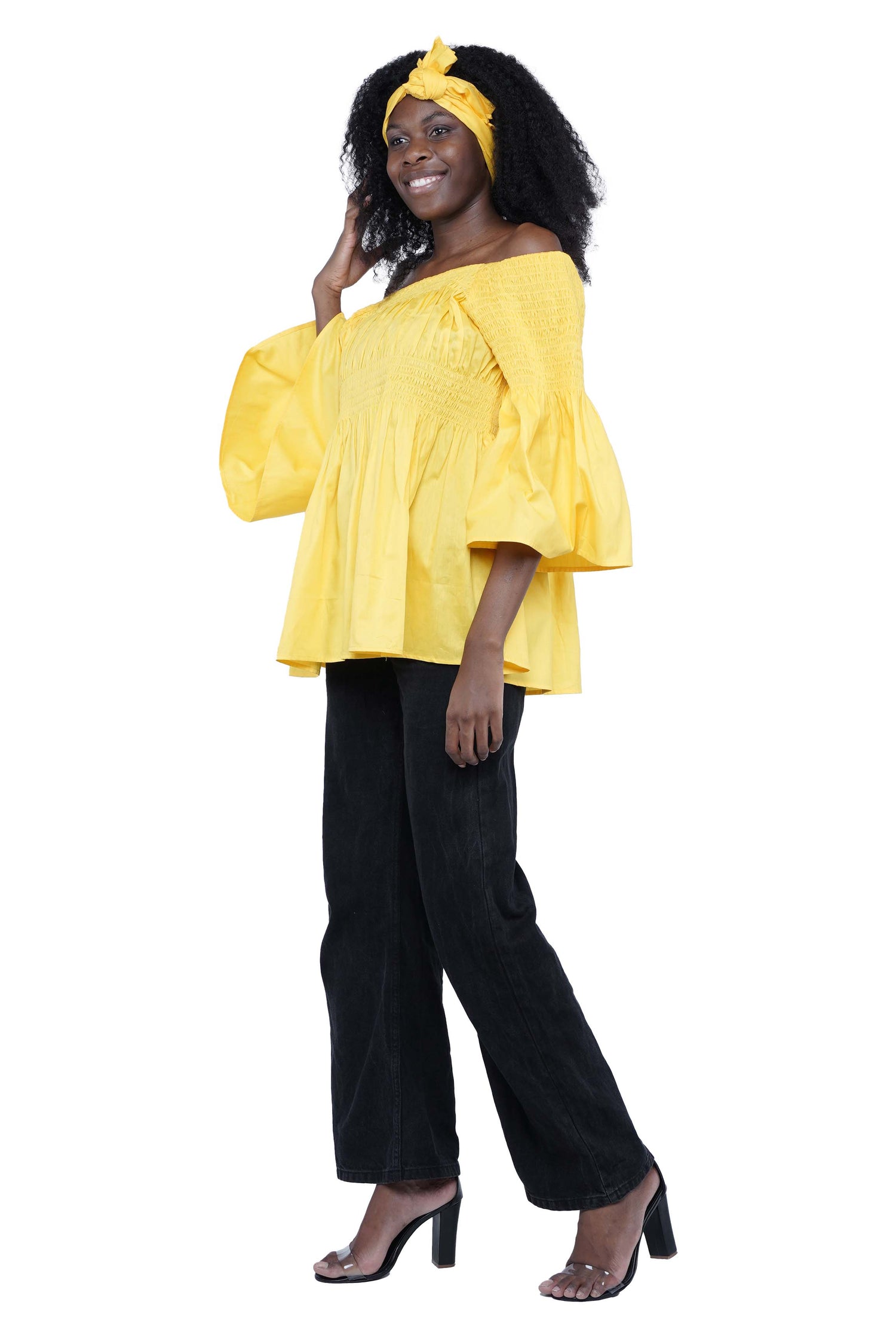 African Smocked Peplum Blouse