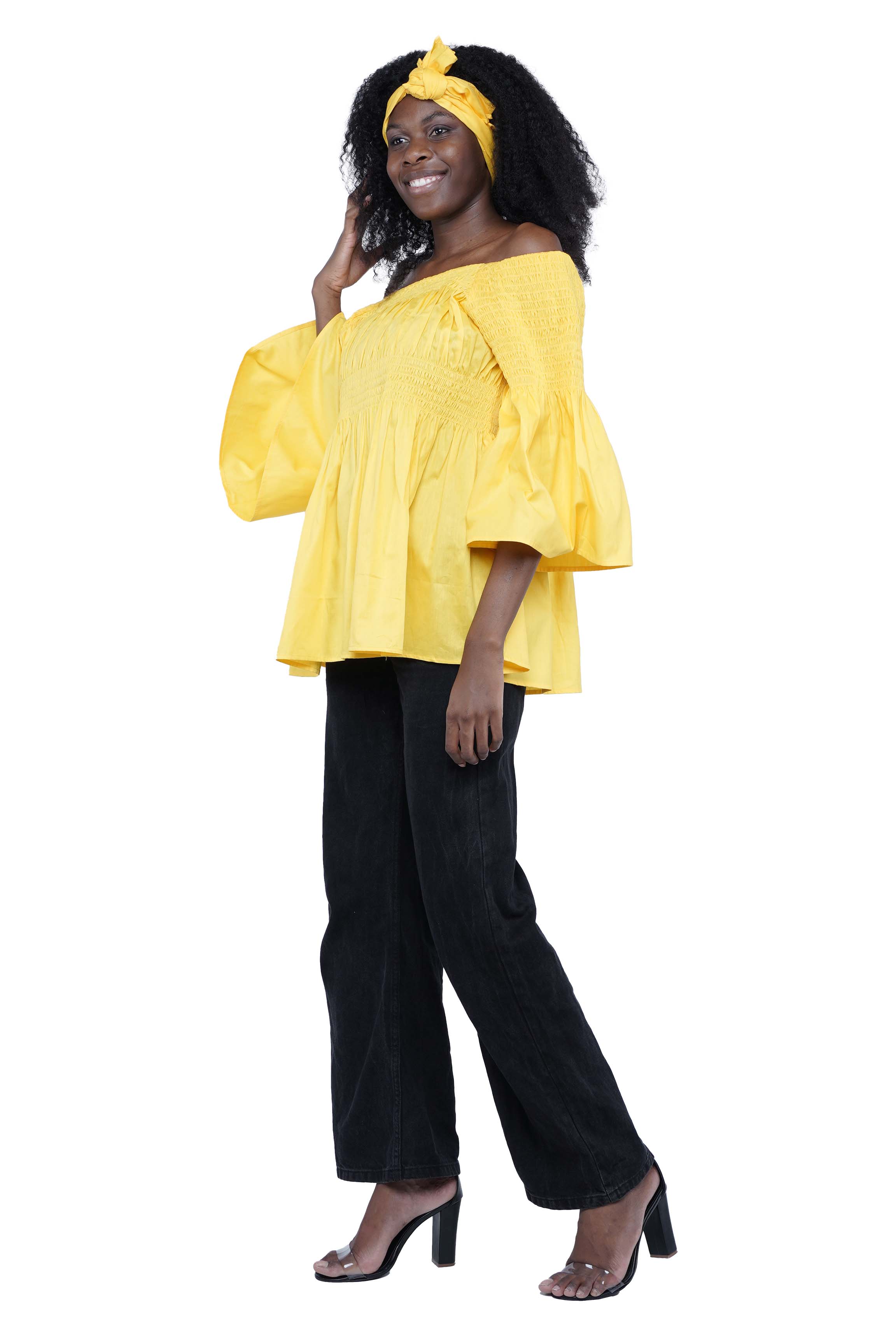 African Smocked Peplum Blouse