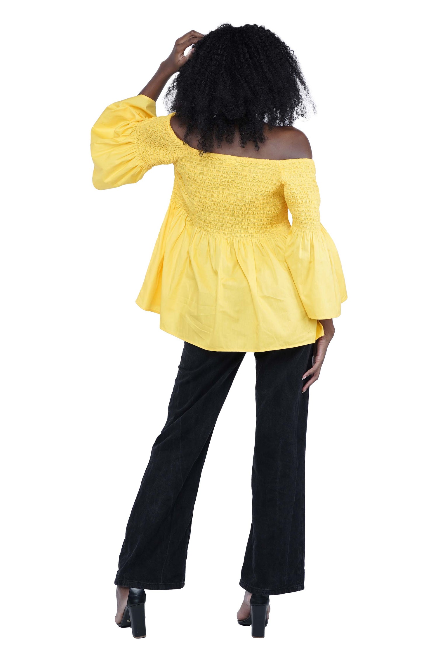 African Smocked Peplum Blouse