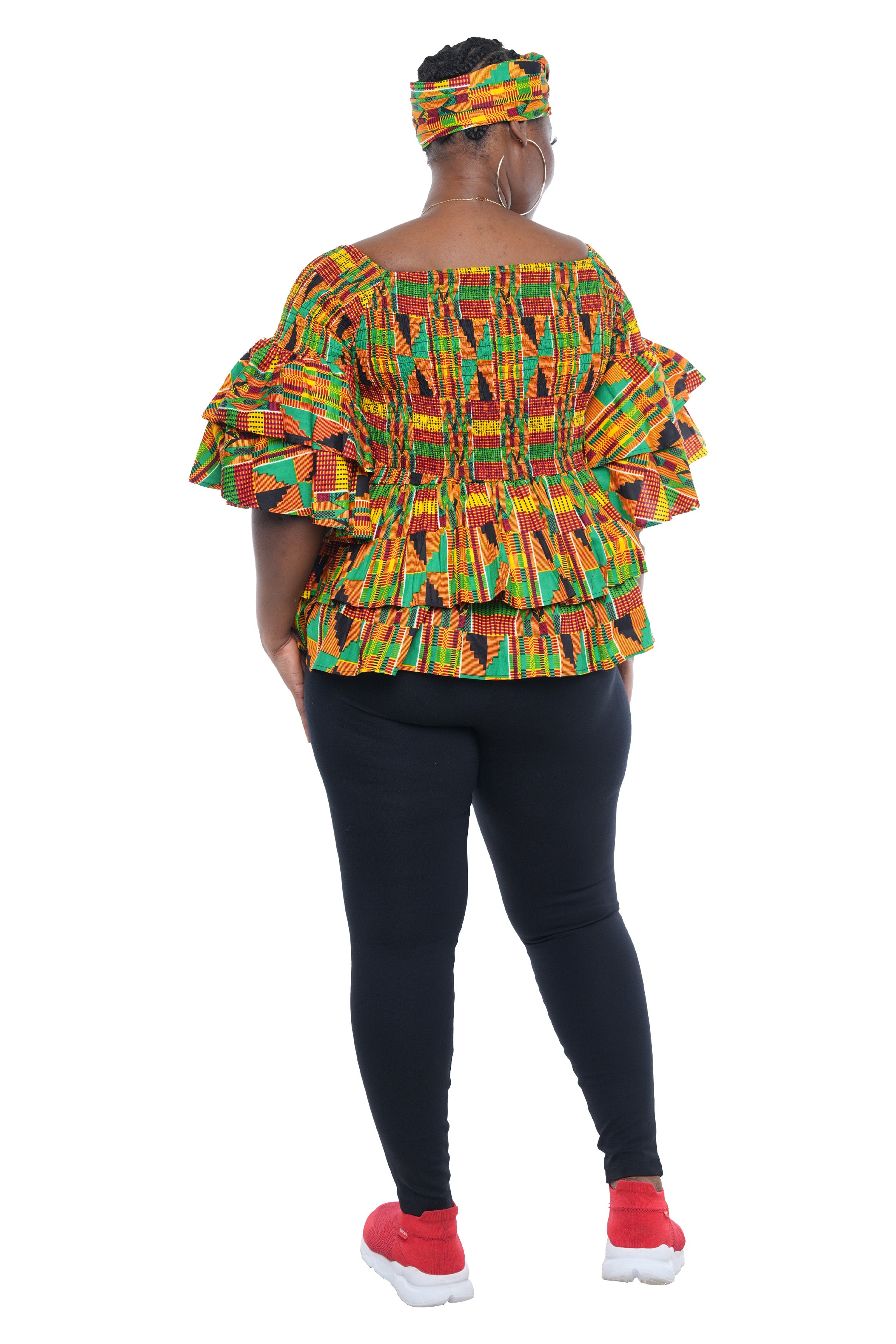 African Smocked Off Shoulder Blouse, Dashiki Afrocentric Attire, 100% Cotton