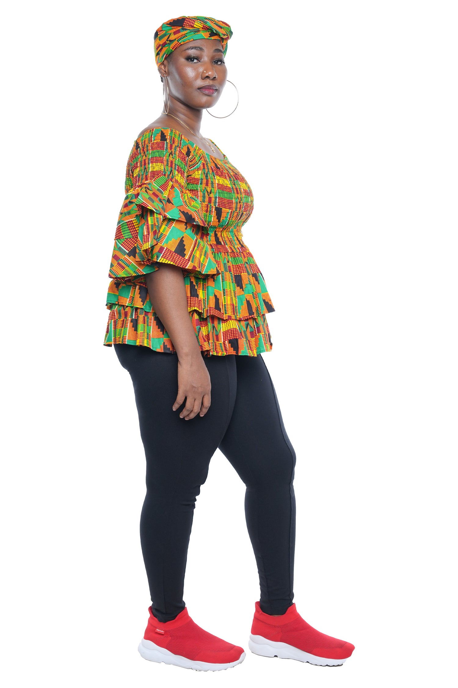 African Smocked Off Shoulder Blouse, Dashiki Afrocentric Attire, 100% Cotton