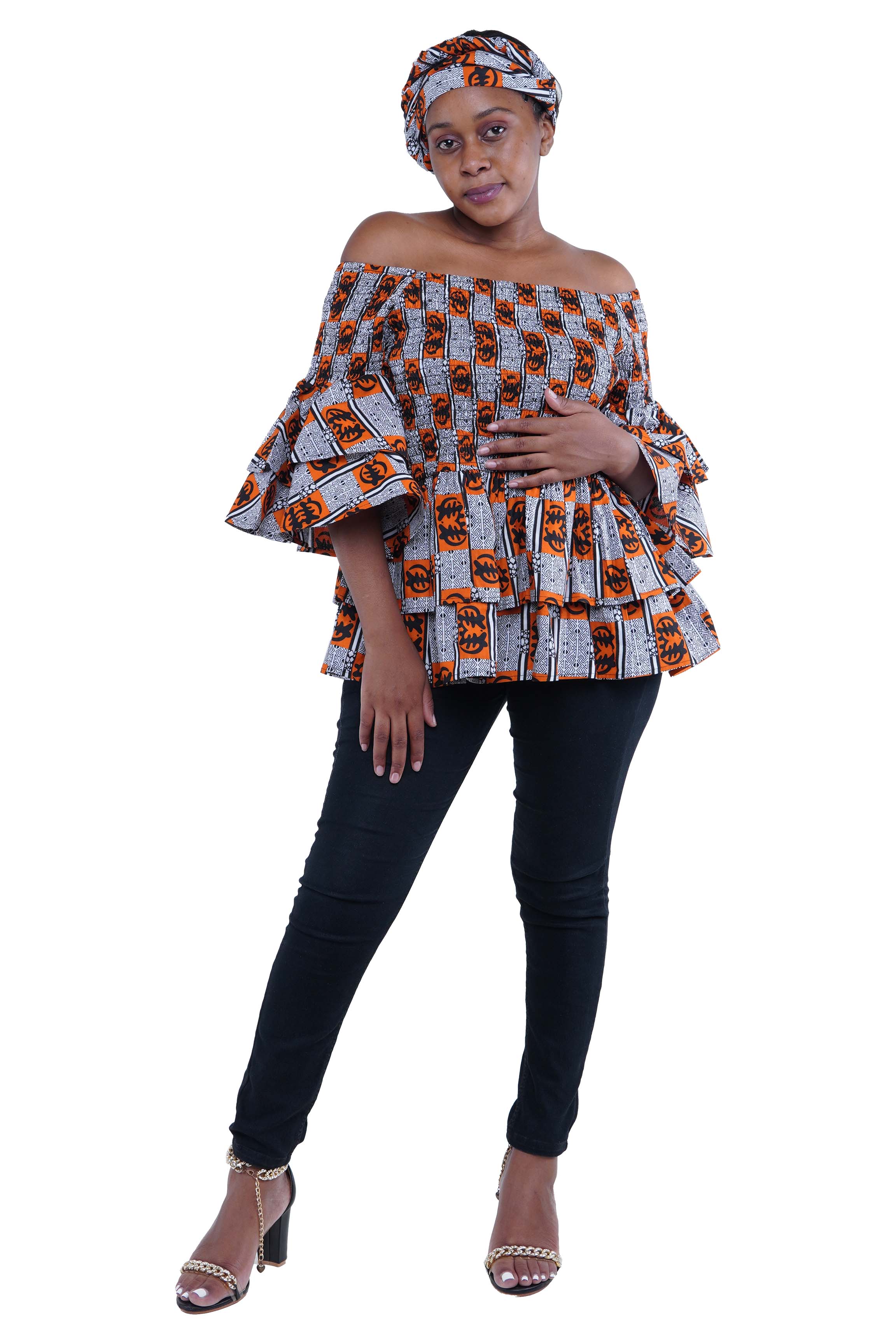 African Double Layer Smocked Top