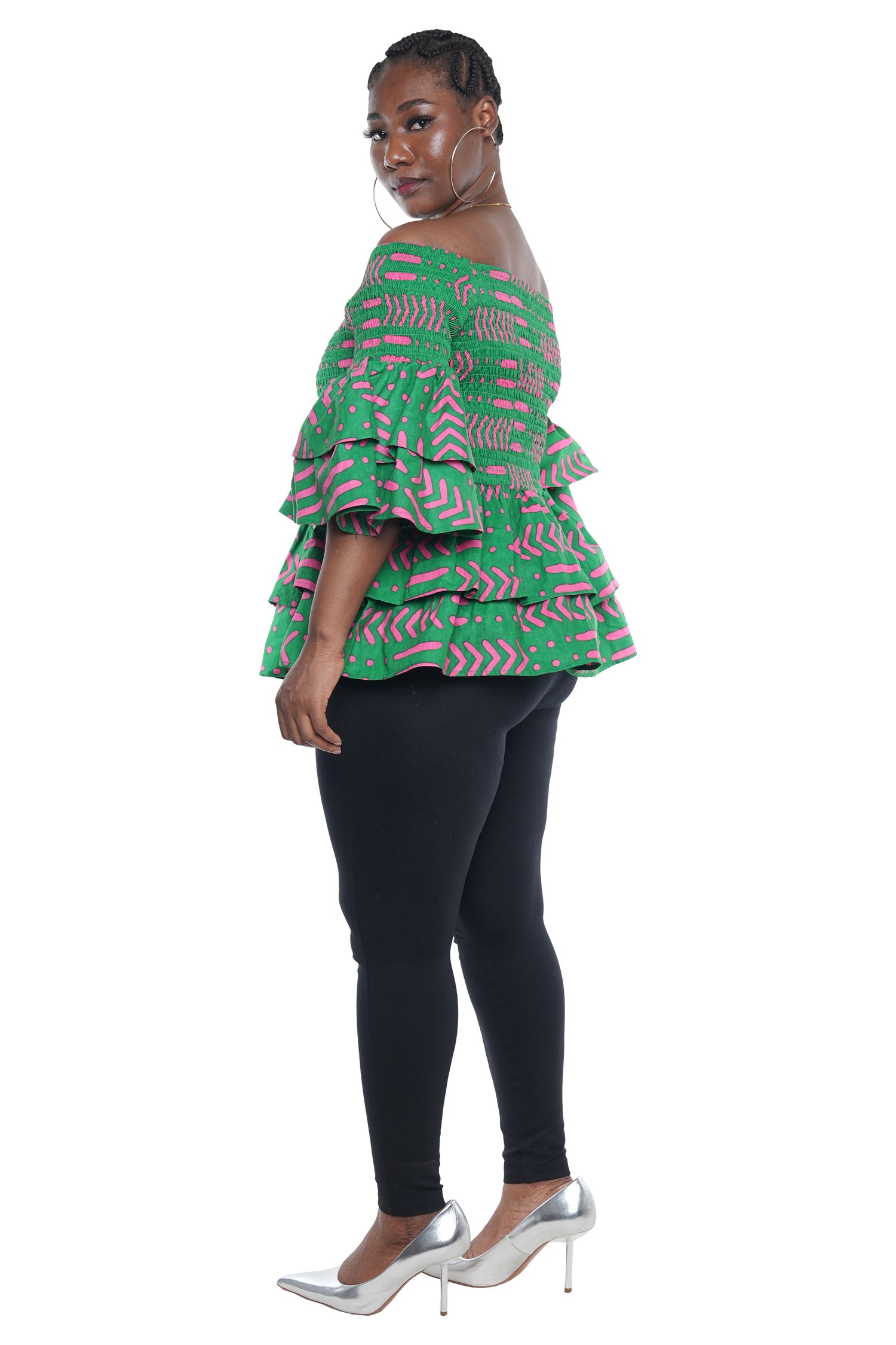 African Smocked Off Shoulder Blouse, Dashiki Afrocentric Attire, 100% Cotton