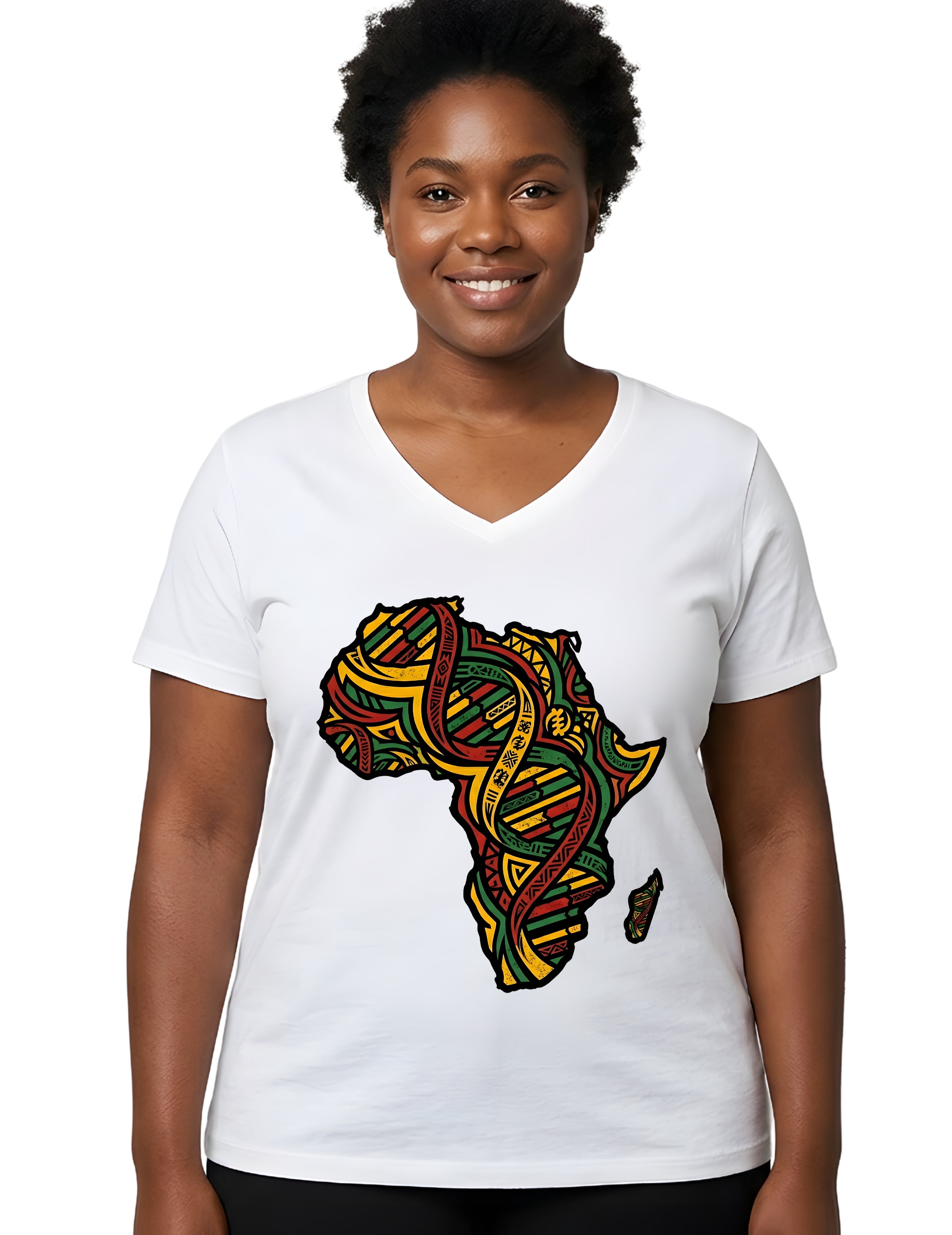Women’s African Map Print T-Shirt | Stylish Ethnic Graphic Tee for Ladies