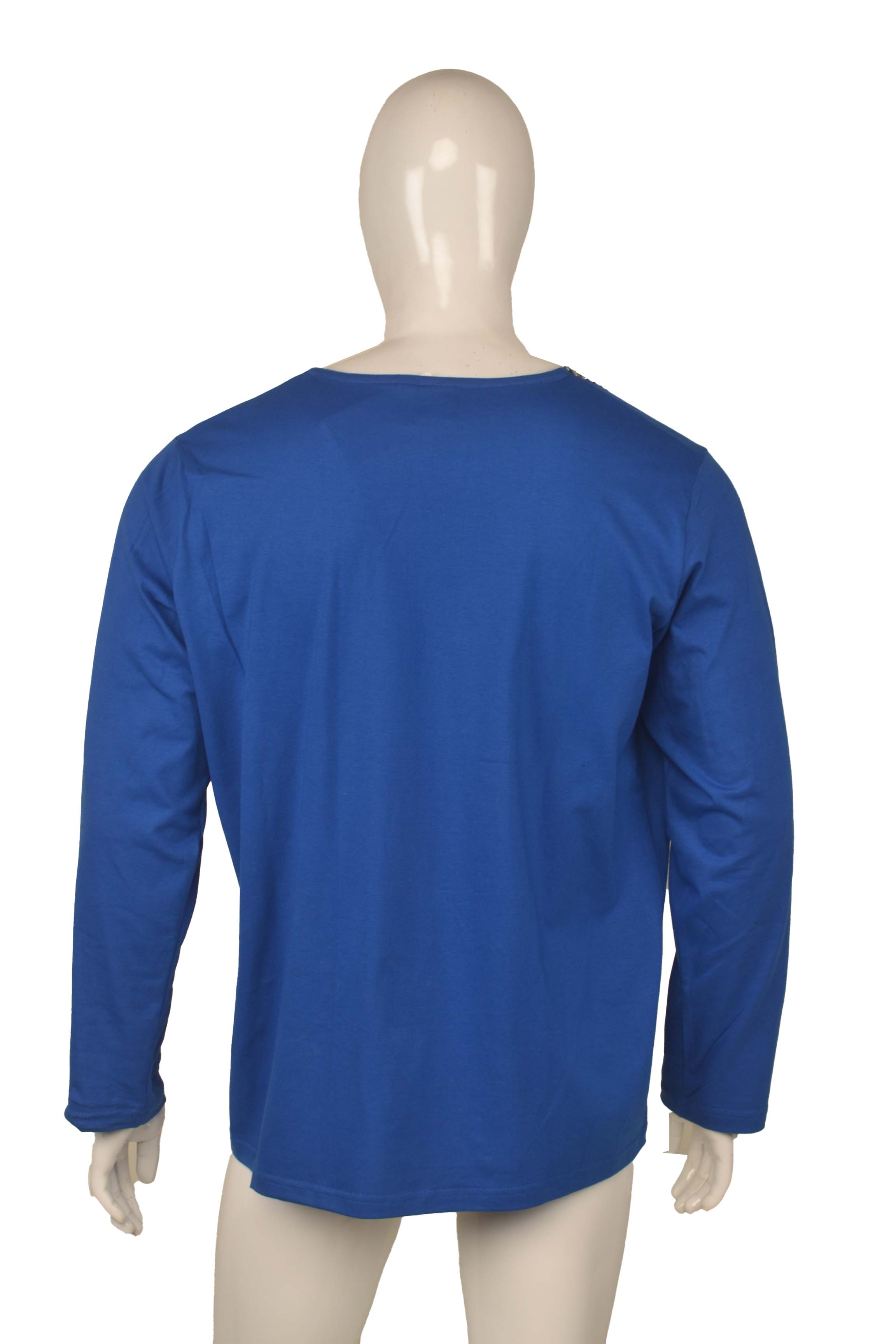 African Trim Long Sleeve T-Shirt for Men – 100% Cotton Dashiki Patch Top, African Clothing, Casual Ethnic Wear, Same Day Shipping