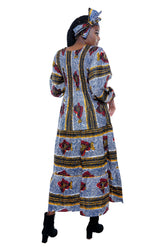 African smocked maxi tiered dress with long sleeves and headwrap
Cotton V-neck African maxi dress with pockets
Afrocentric long sleeve tiered dress one size fits most
African dresses for women