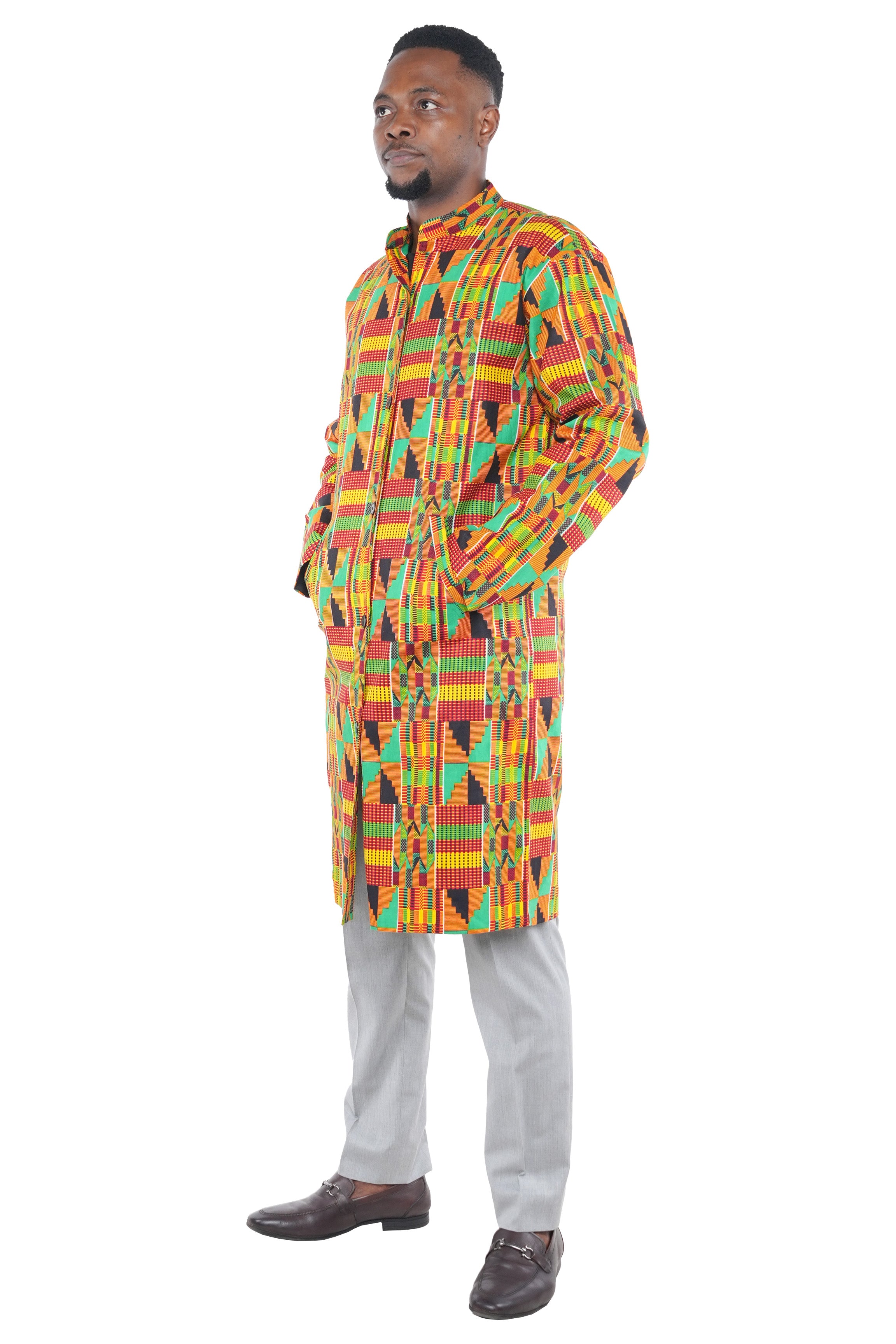 Kente Long Trench Coat (Lined)