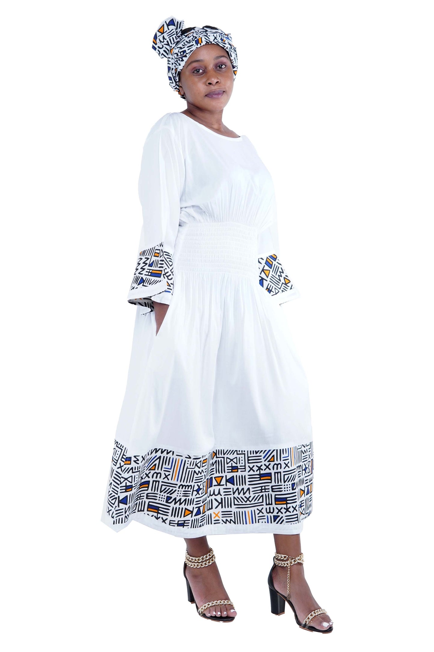 African Trim Midi Dress