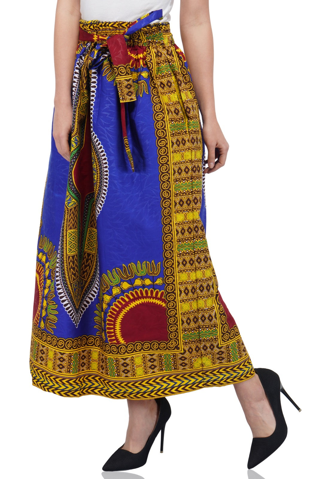 Blue Dashiki Long Two Panel Skirt