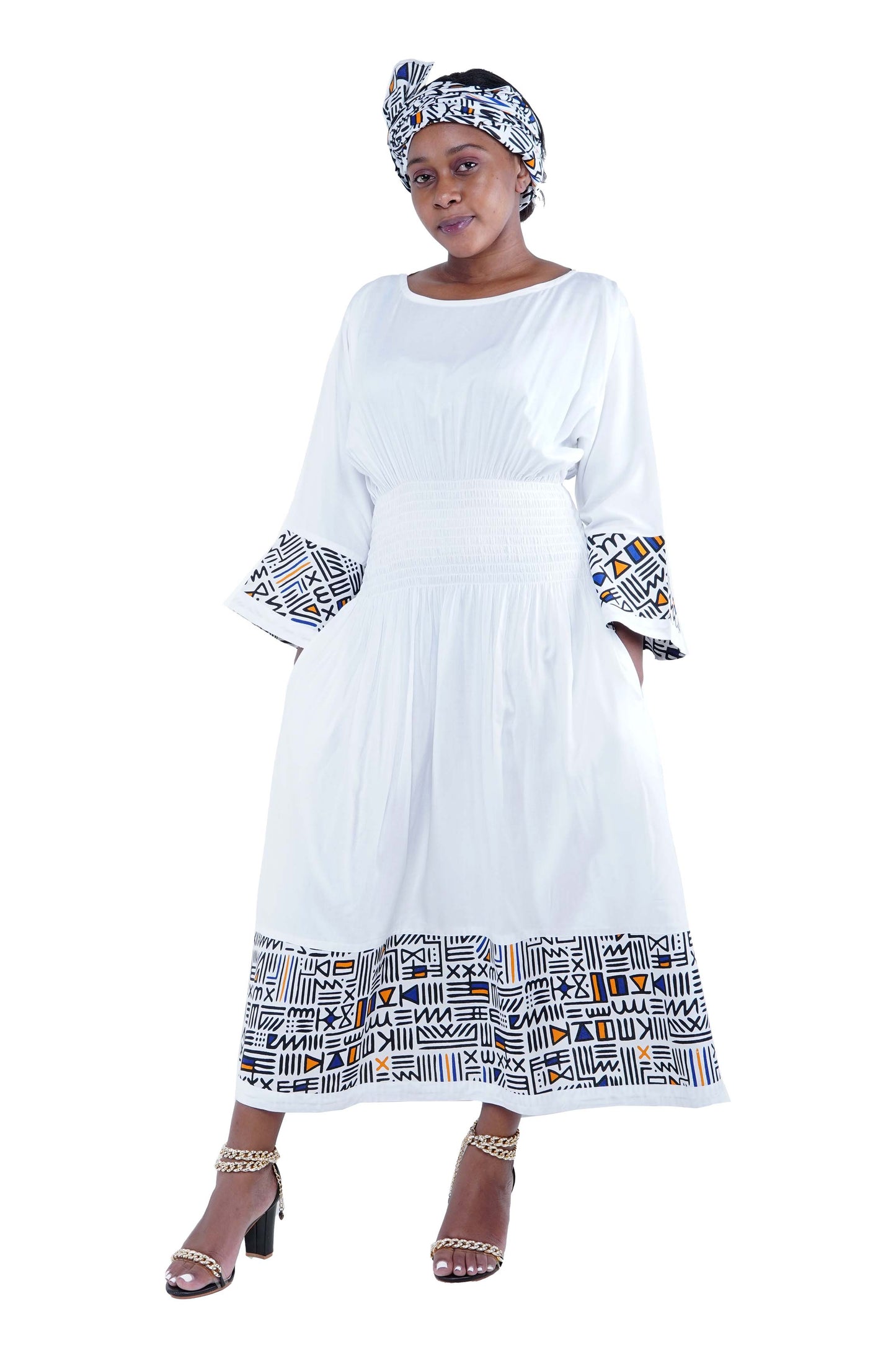 African Trim Midi Dress