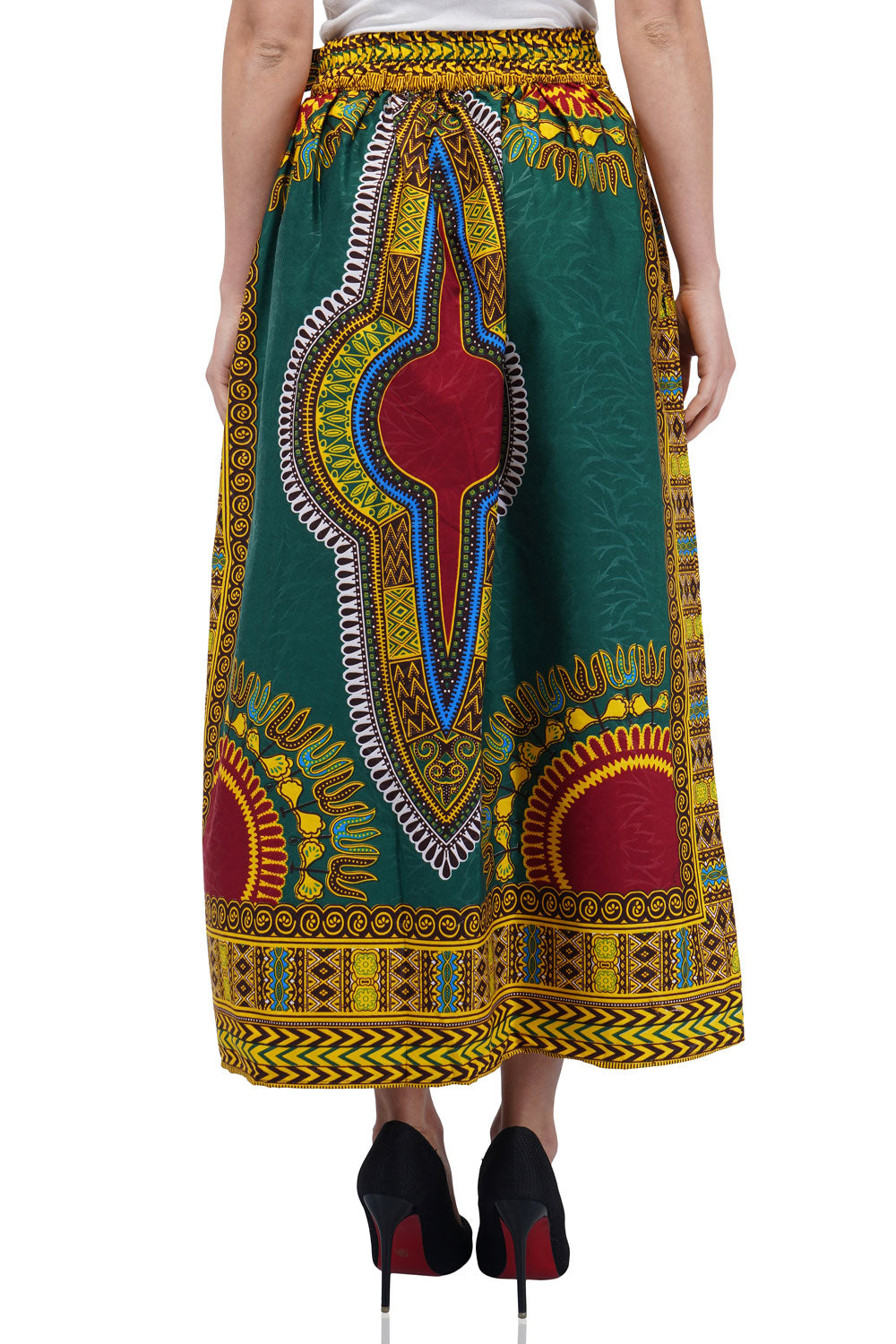 Green Dashiki Long Two Panel Skirt