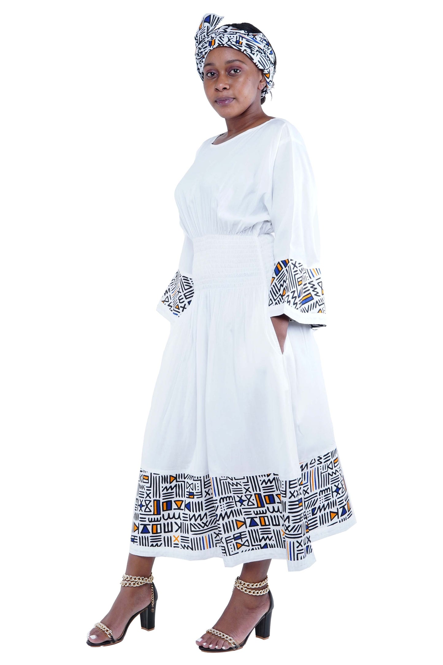 African Trim Midi Dress